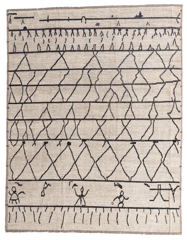 Detail image of 9' 3 x 11' 8 Hand Knotted Moroccan Wool Rug