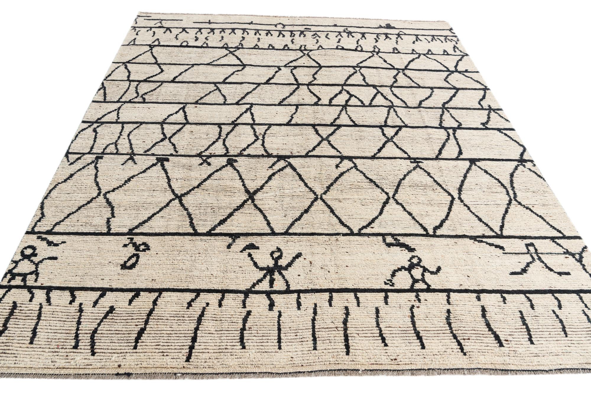8' 2 x 9' 10 Hand Knotted Moroccan Wool Rug