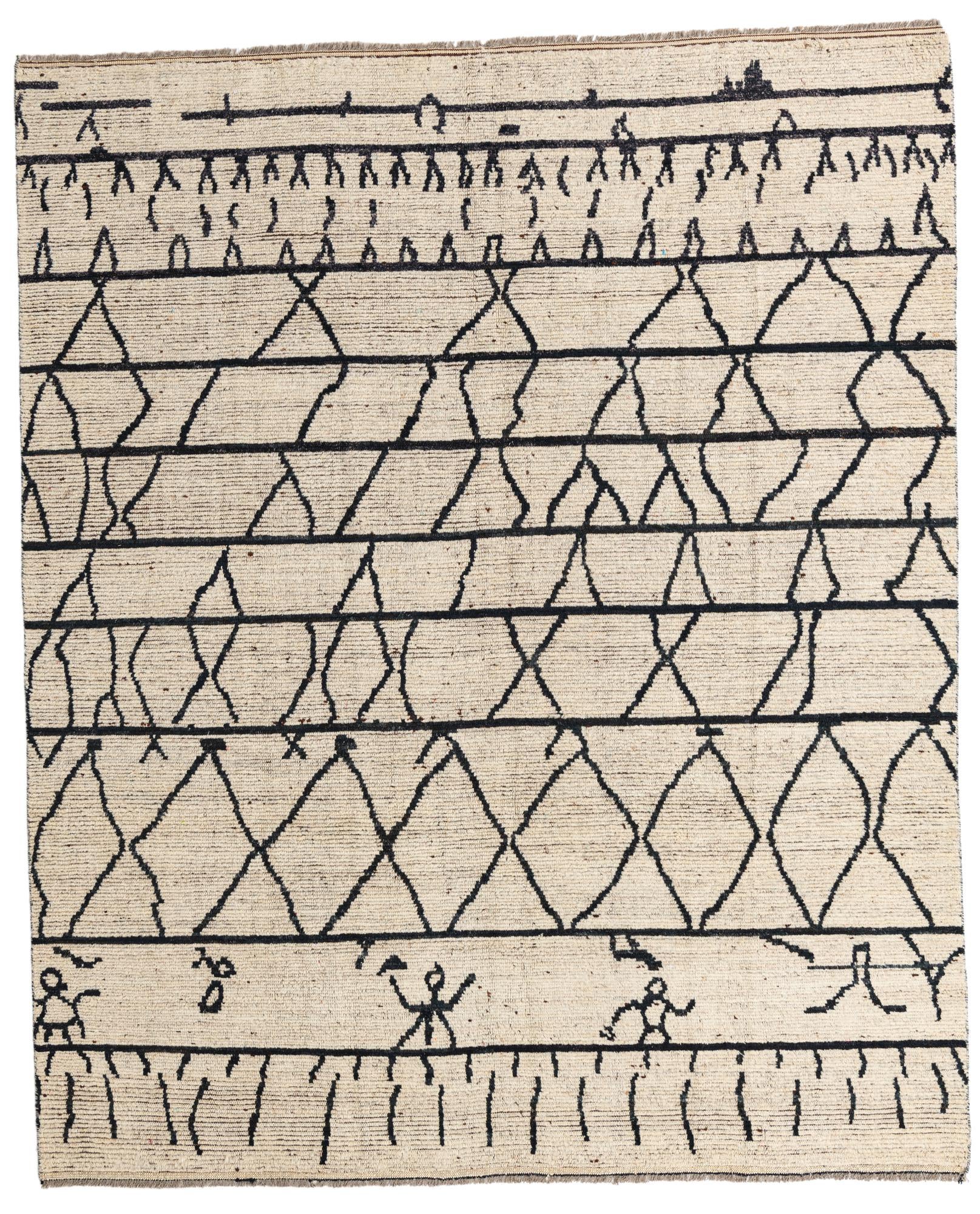 8' 2 x 9' 10 Hand Knotted Moroccan Wool Rug
