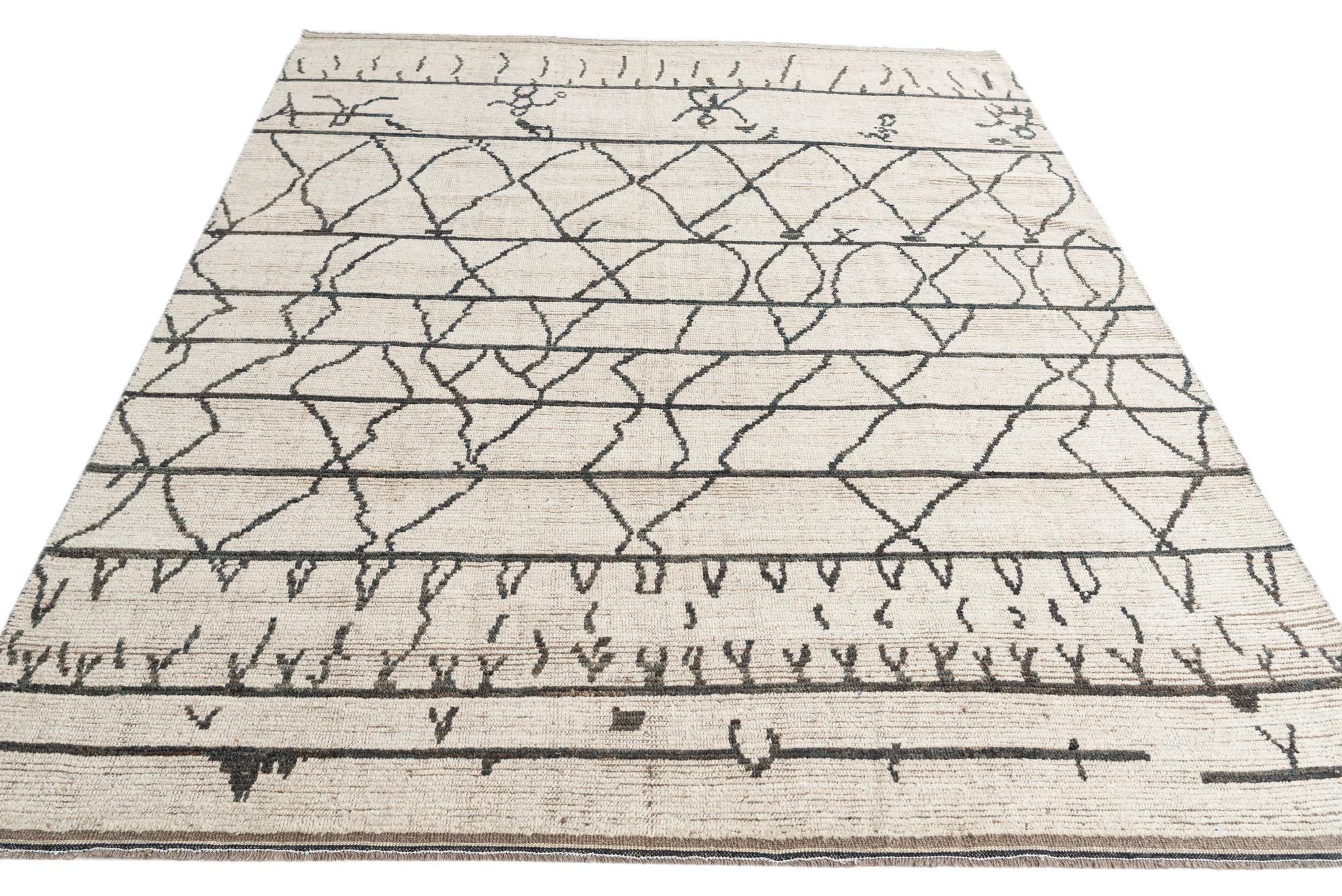 7' 8 x 10' Hand Knotted Moroccan Wool Rug