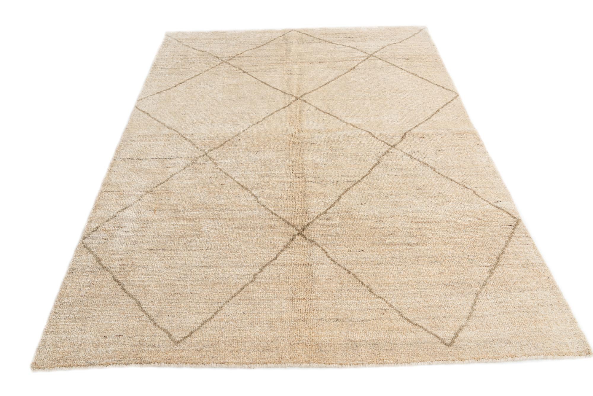 150cm x 200cm anudado a mano marroquí Alfombra Lana