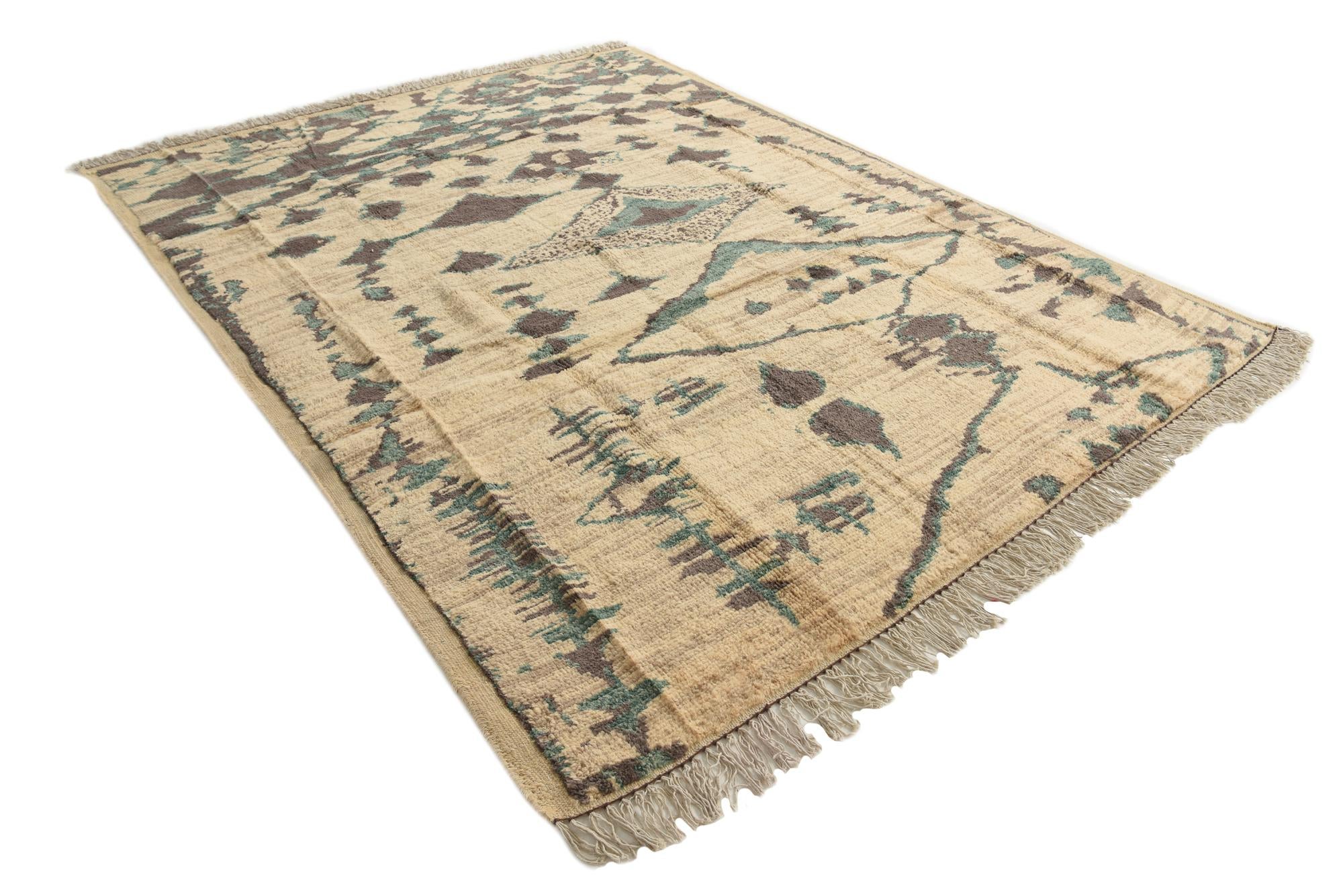 8' x 10' 5 Hand Knotted Moroccan Wool Rug