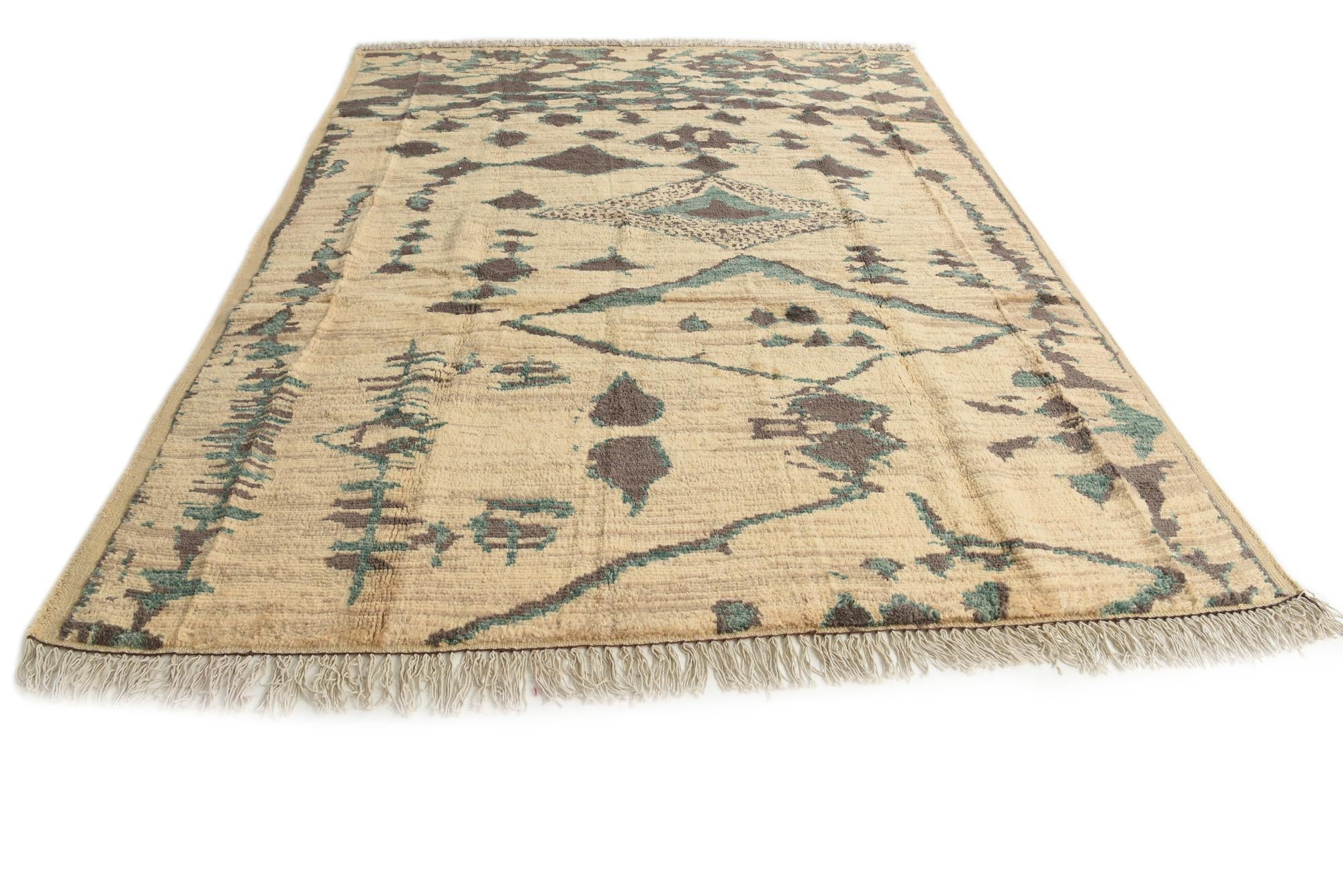 8' x 10' 5 Hand Knotted Moroccan Wool Rug