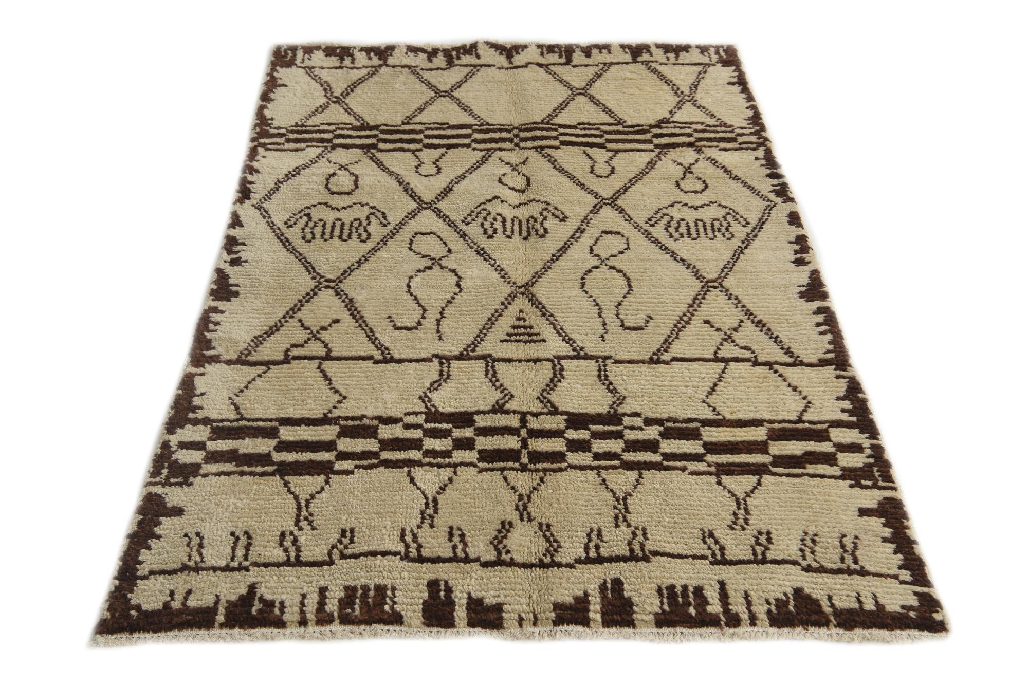4' 1 x 6' 4 Hand Knotted Moroccan Wool Rug