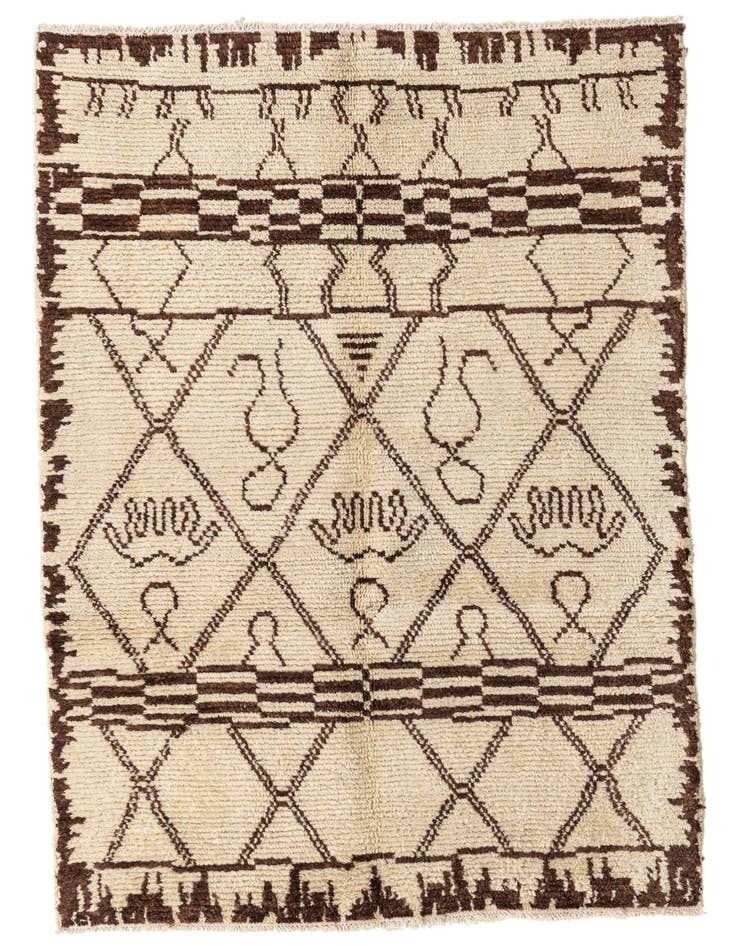 Detail image of 4' 1 x 6' 4 Hand Knotted Moroccan Wool Rug