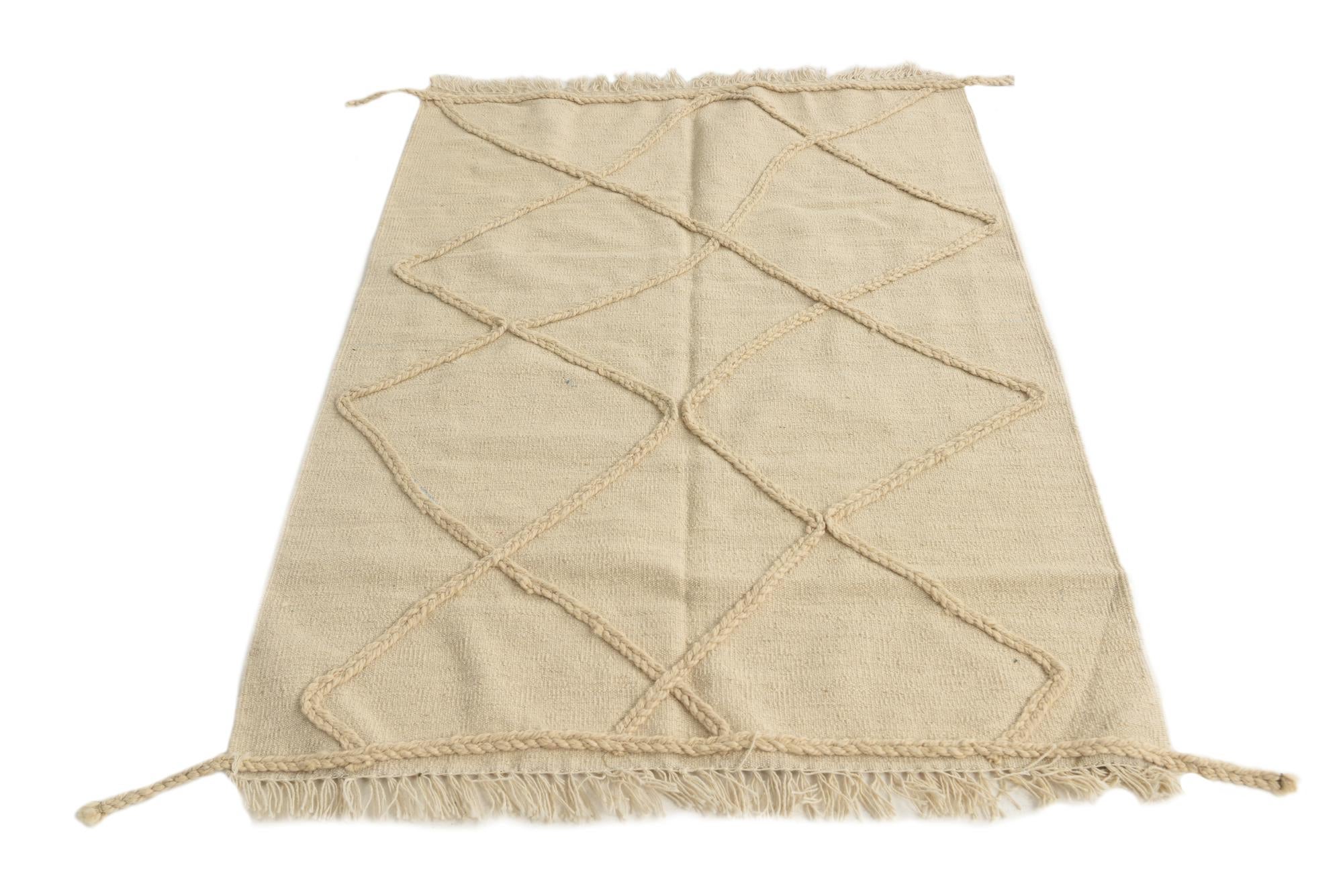 3' 5 x 5' Hand Woven Moroccan Wool Rug