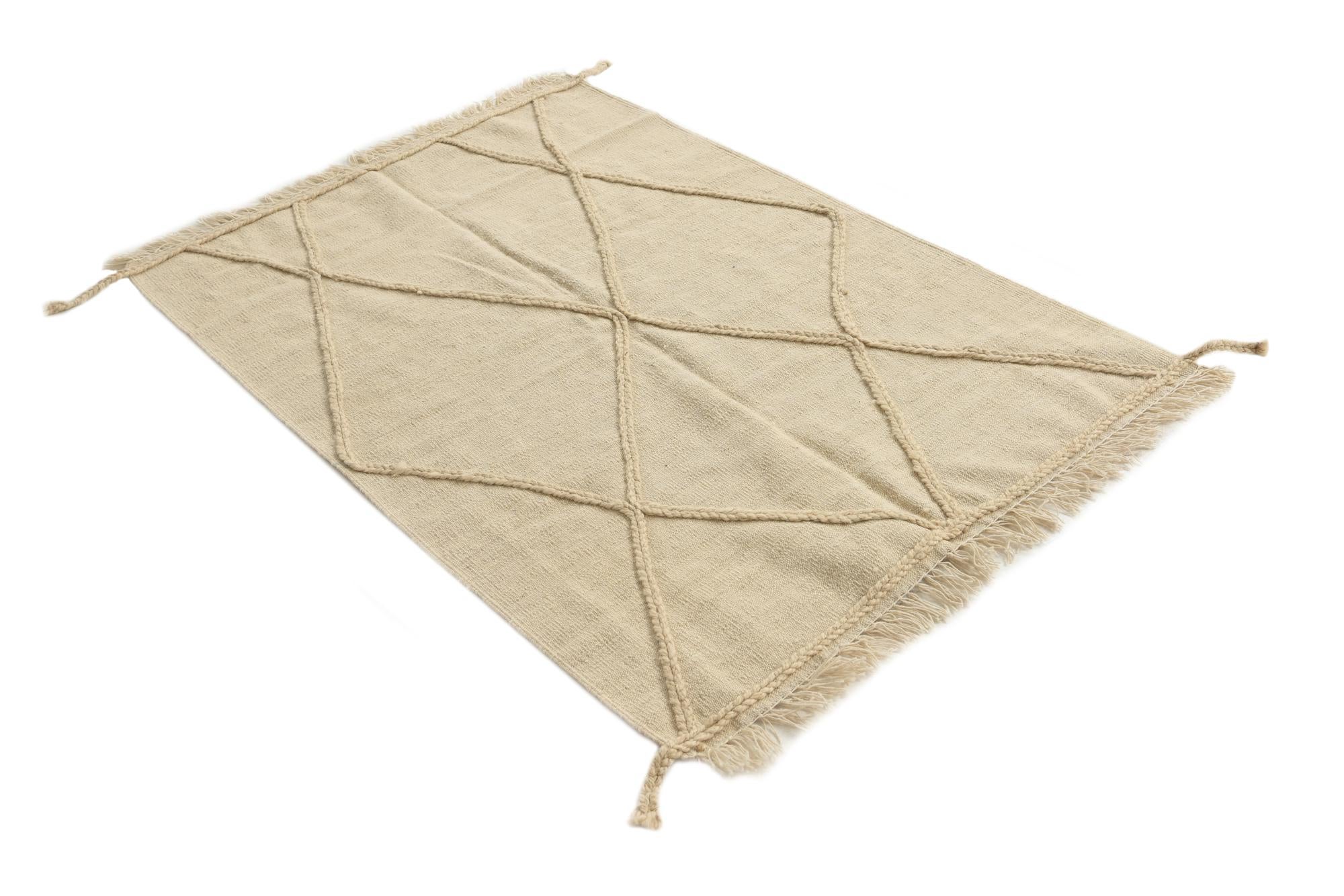 3' 5 x 5' Hand Woven Moroccan Wool Rug