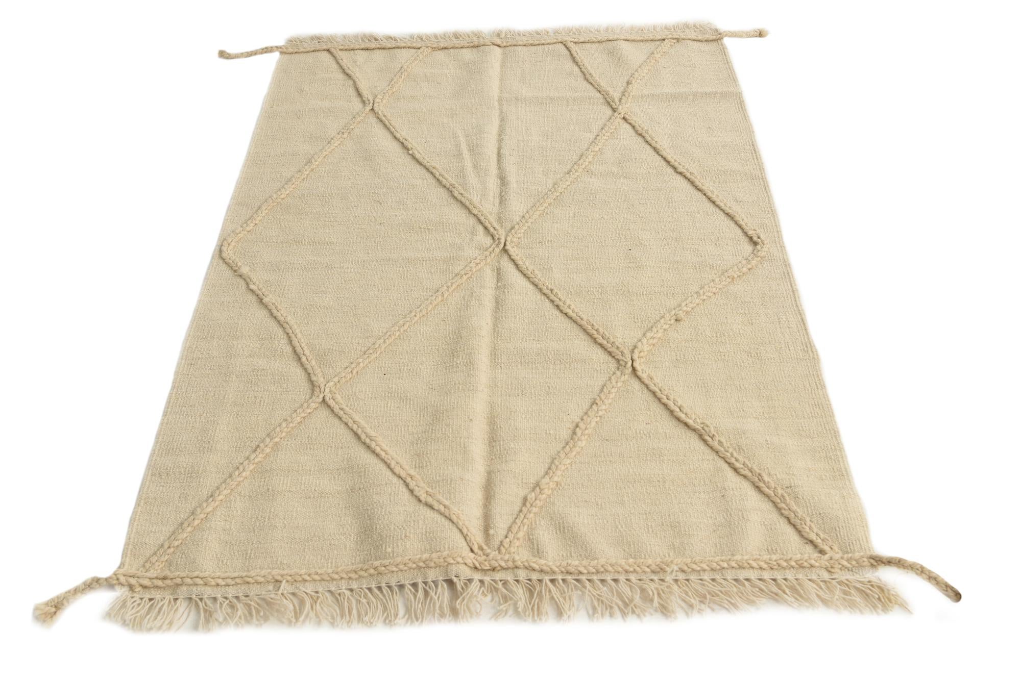 3' 5 x 5' Hand Woven Moroccan Wool Rug