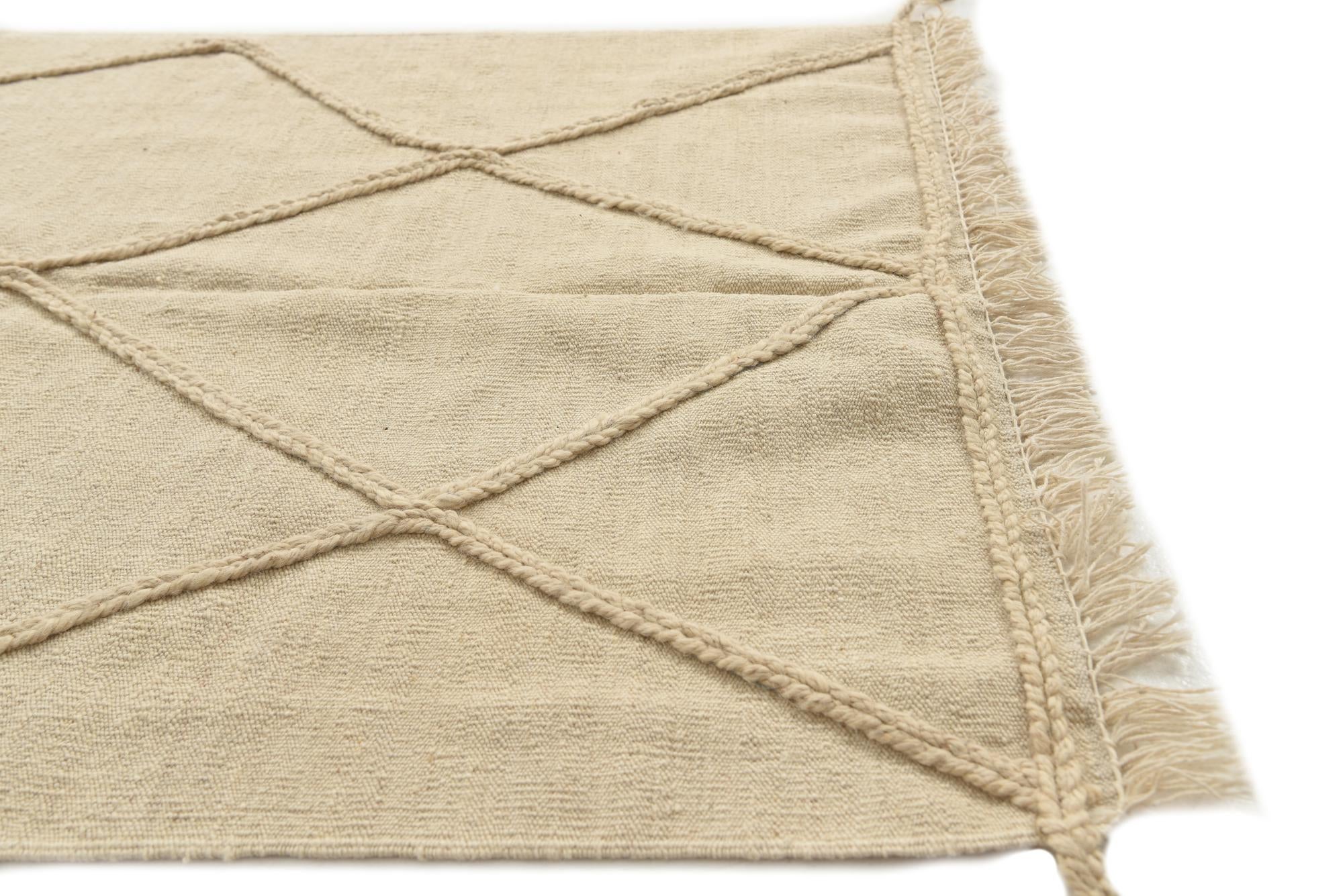 3' 5 x 5' Hand Woven Moroccan Wool Rug