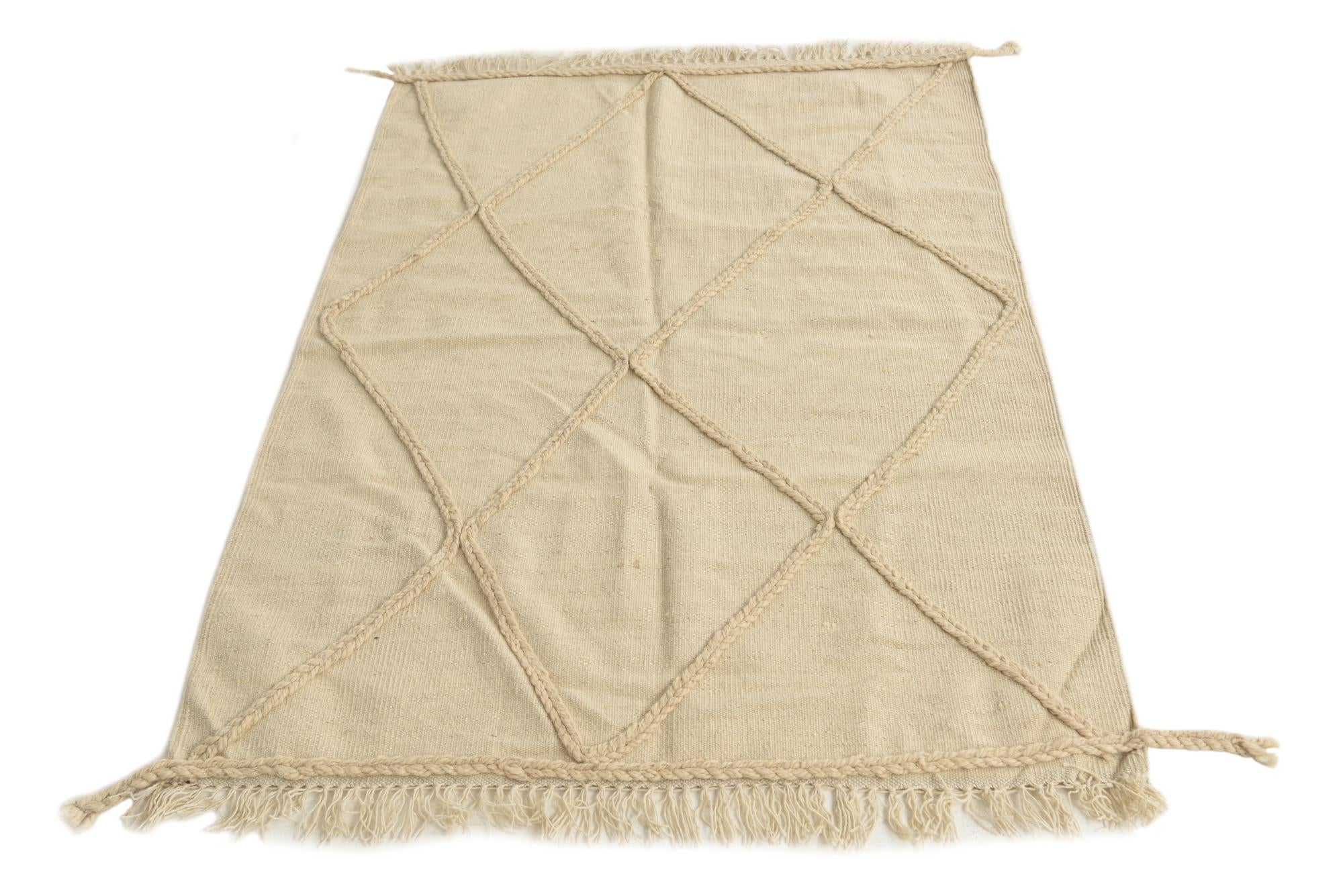 3' 5 x 5' Hand Woven Moroccan Wool Rug
