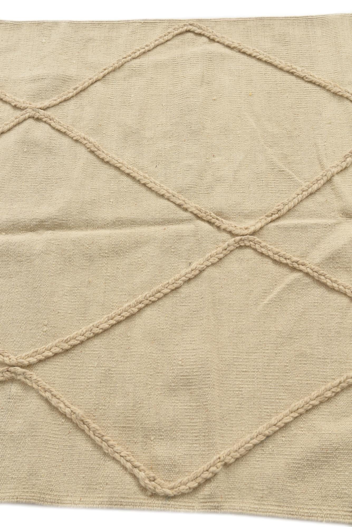 3' 5 x 5' Hand Woven Moroccan Wool Rug
