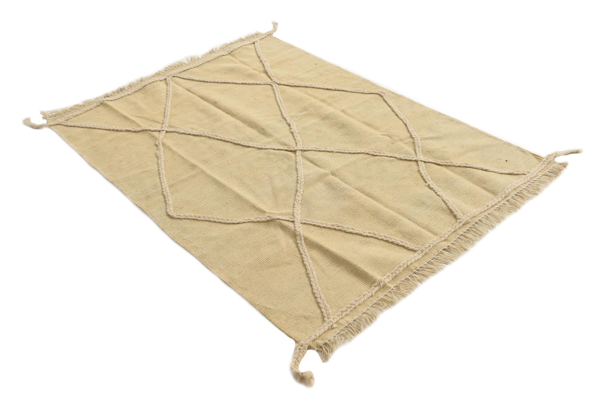 3' 5 x 5' Hand Woven Moroccan Wool Rug