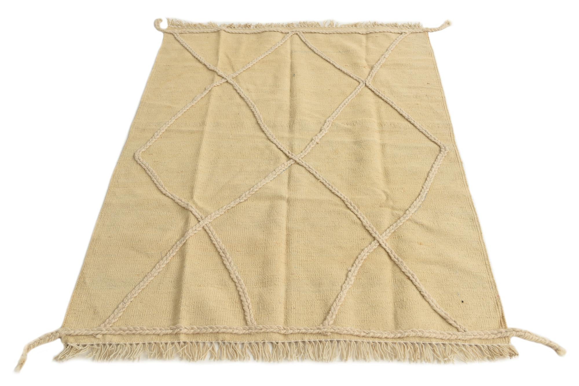 3' 5 x 5' Hand Woven Moroccan Wool Rug