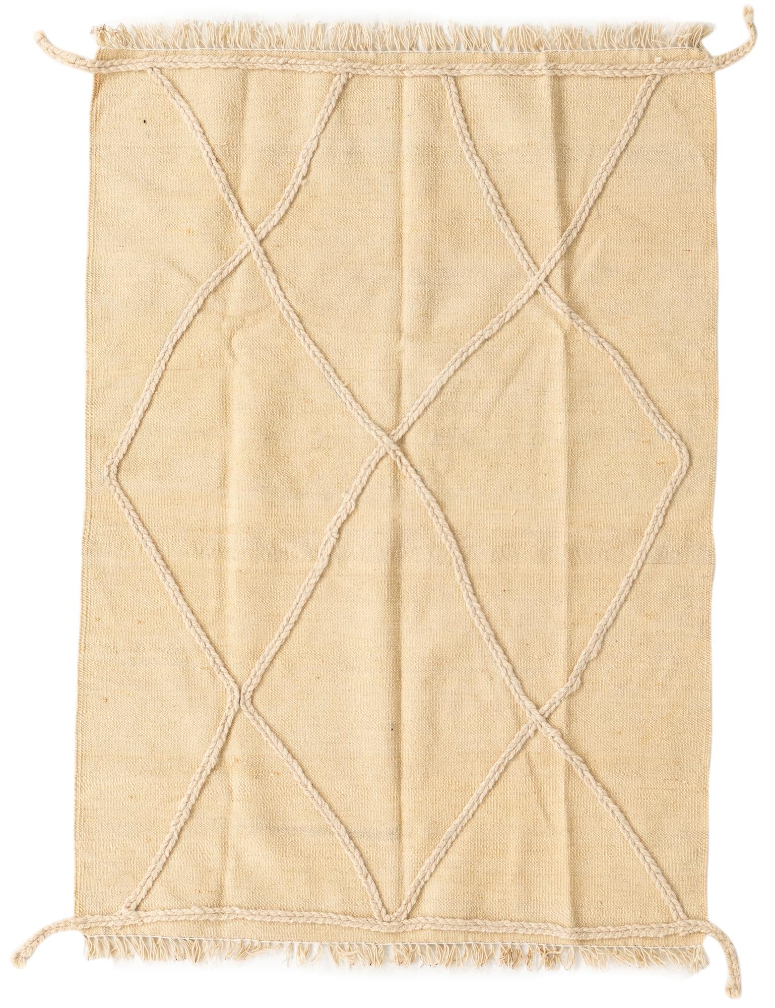 3' 5 x 5' Hand Woven Moroccan Wool Rug