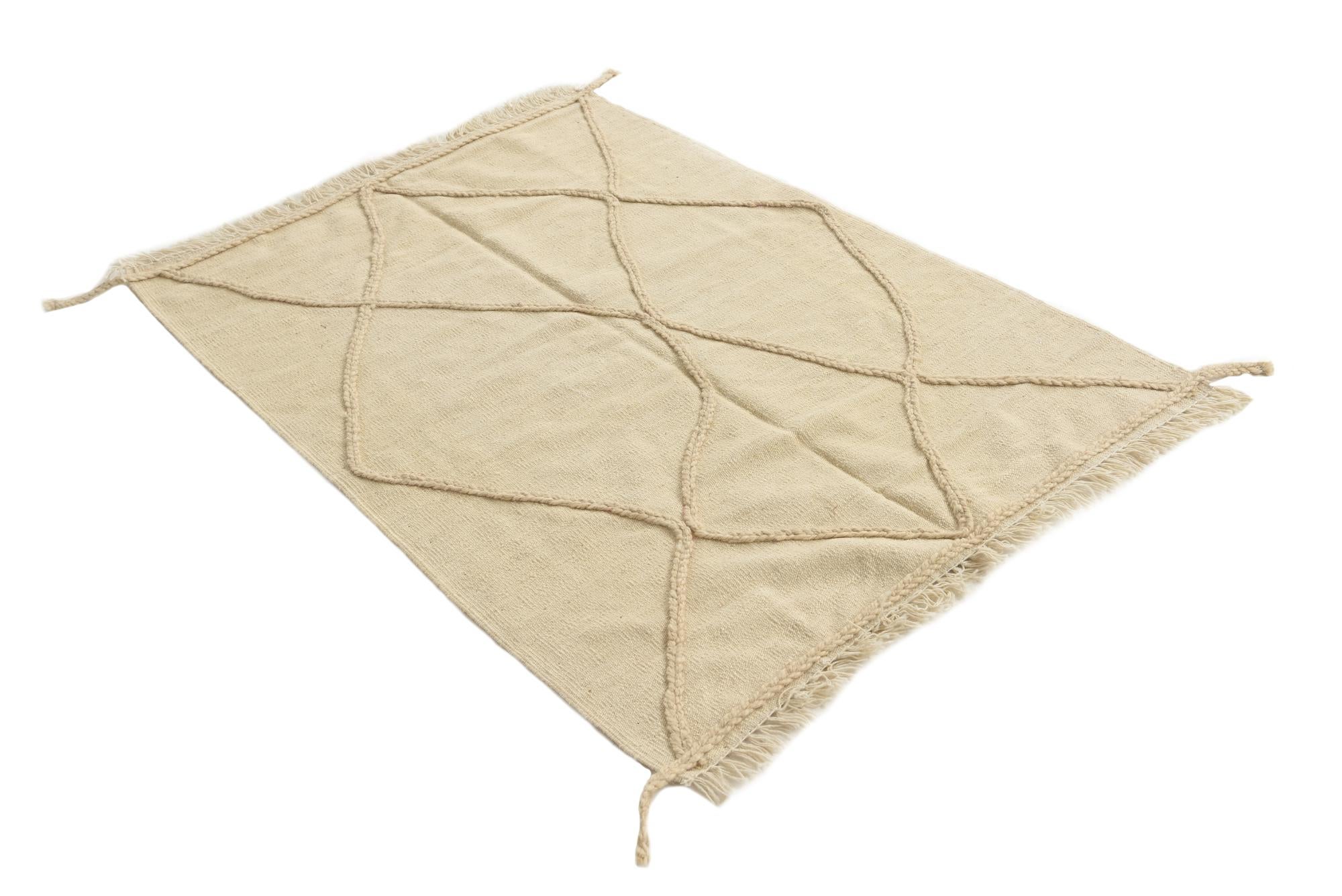 3' 4 x 4' 10 Hand Knotted Moroccan Wool Rug