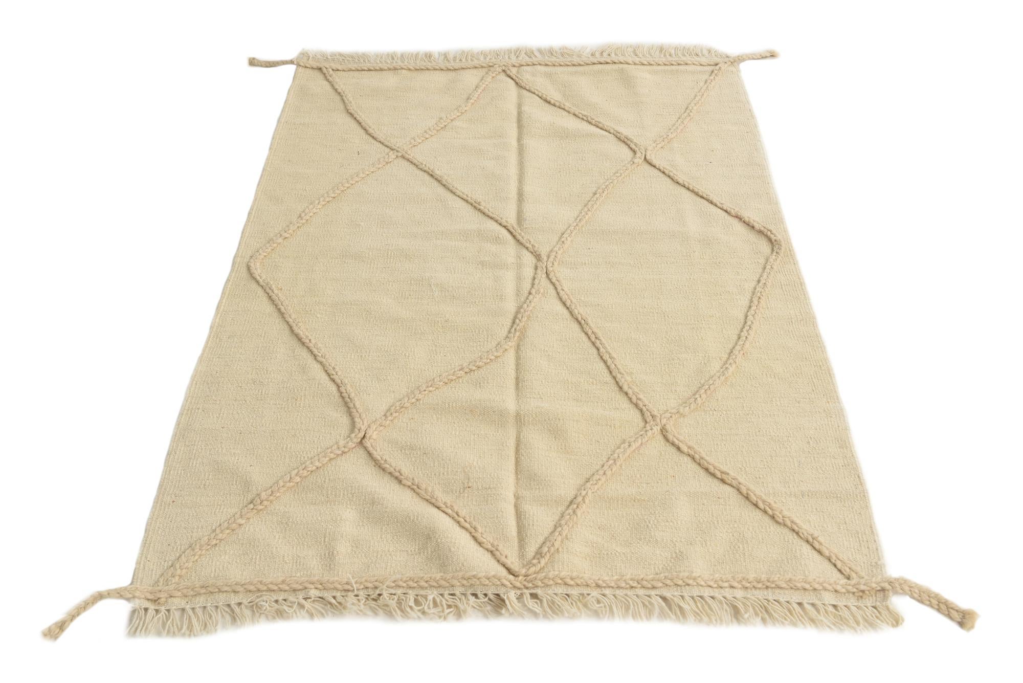 3' 4 x 4' 10 Hand Knotted Moroccan Wool Rug