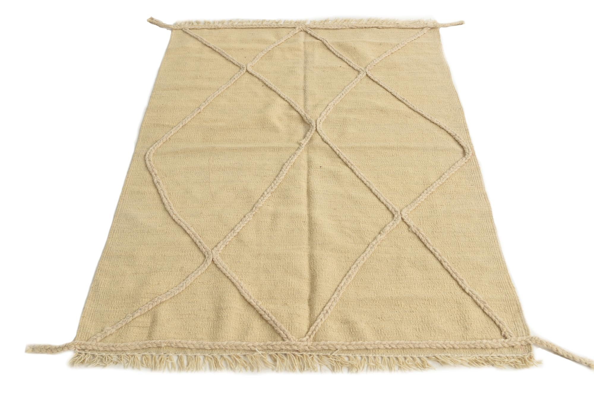 3' 4 x 5' Hand Knotted Moroccan Wool Rug