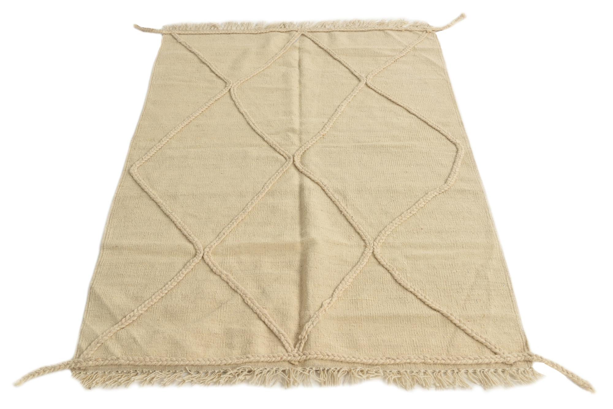 3' 4 x 5' Hand Knotted Moroccan Wool Rug
