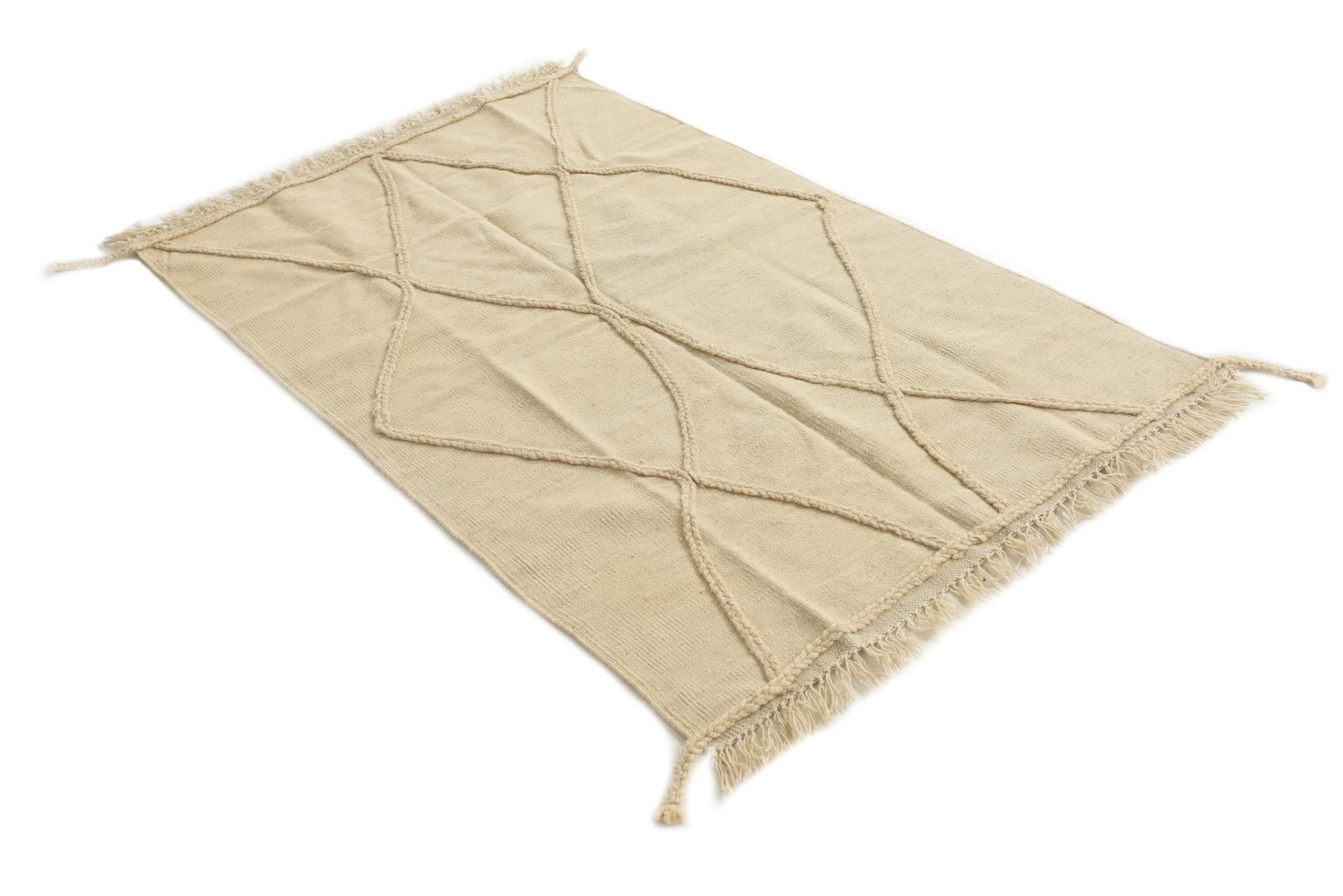 3' 4 x 5' 2 Hand Knotted Moroccan Wool Rug