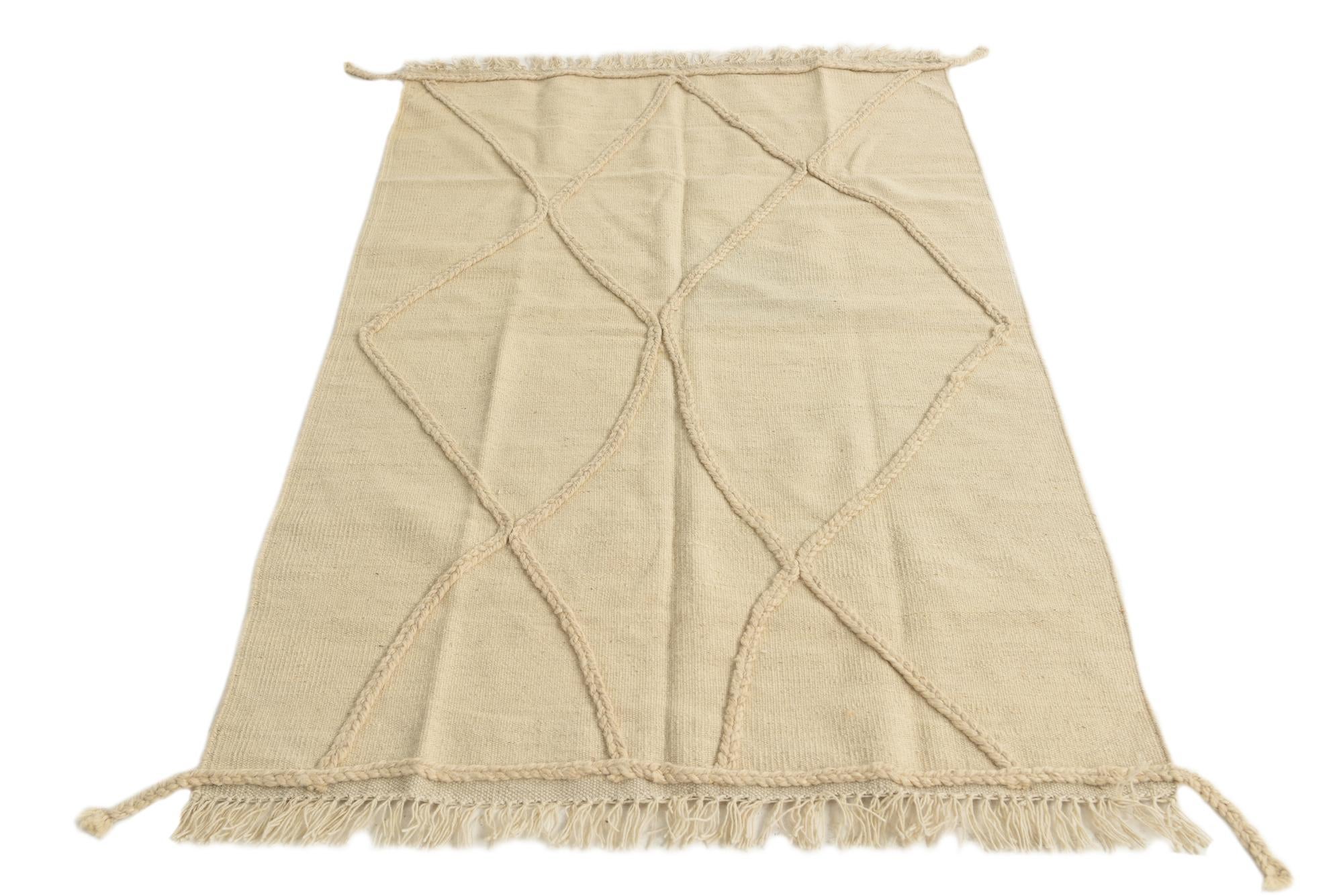3' 4 x 5' 2 Hand Knotted Moroccan Wool Rug