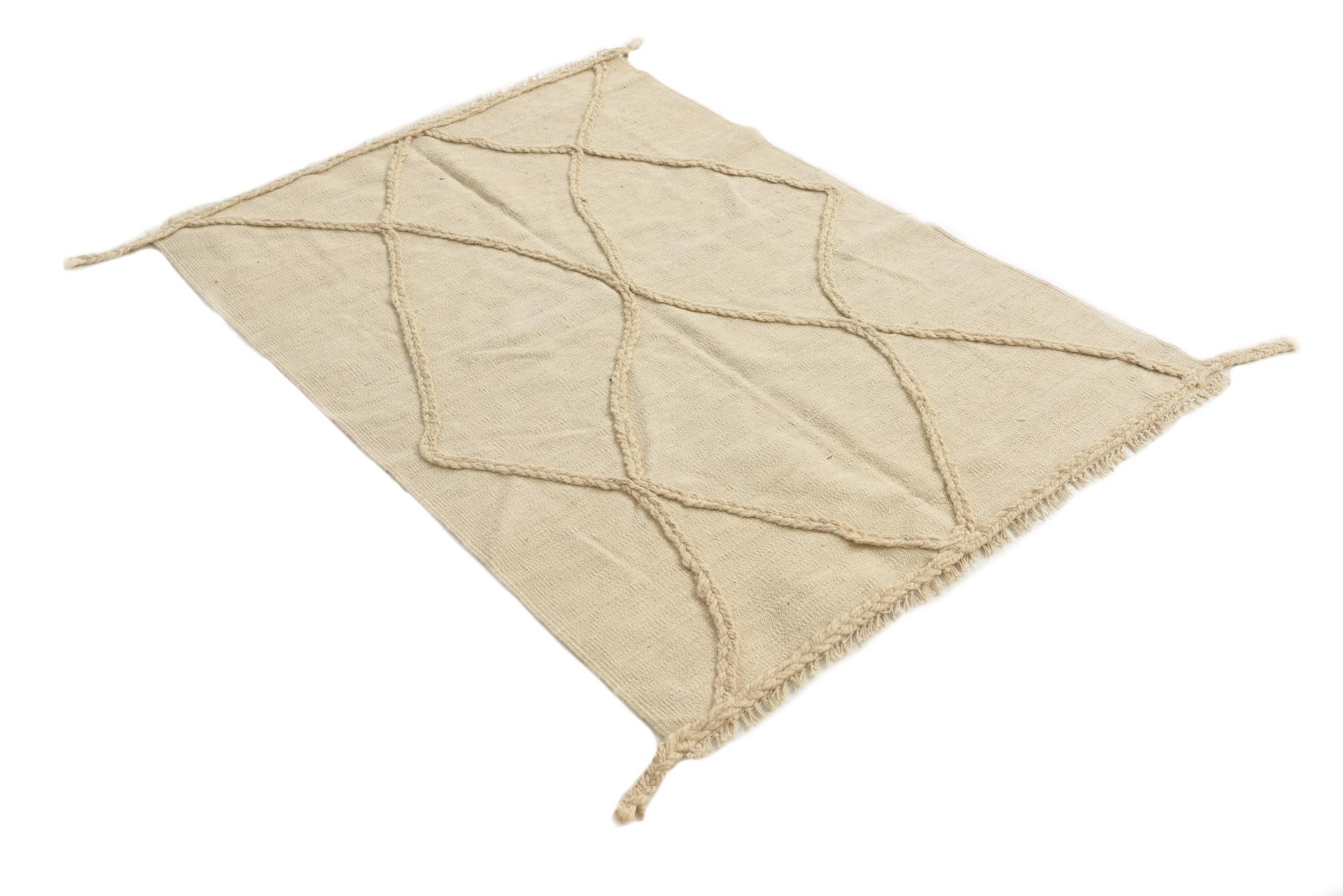 3' 4 x 4' 9 Hand Knotted Moroccan Wool Rug