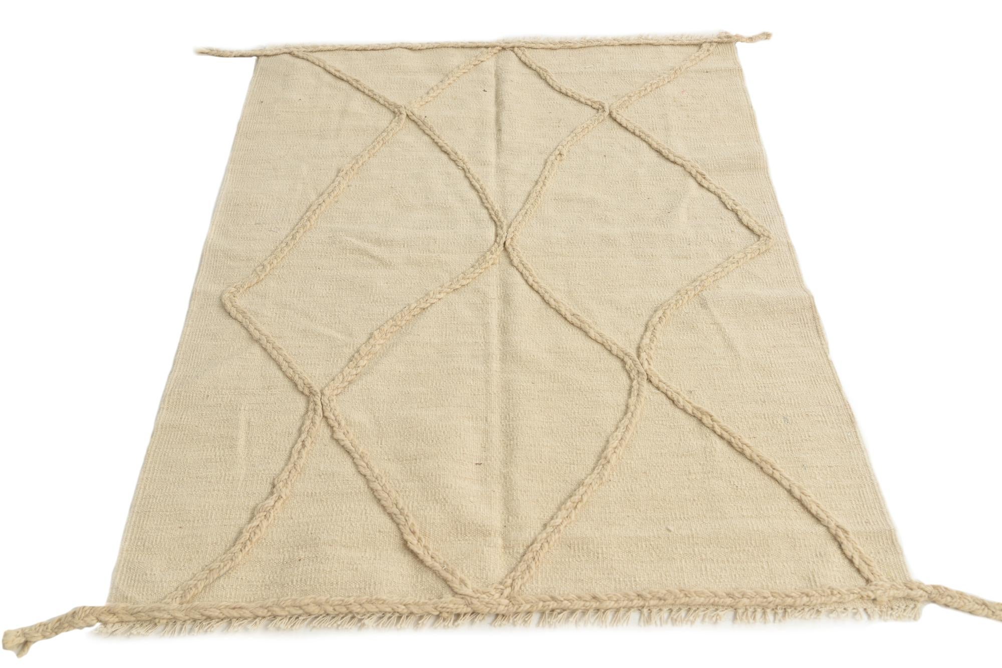 3' 4 x 4' 9 Hand Knotted Moroccan Wool Rug