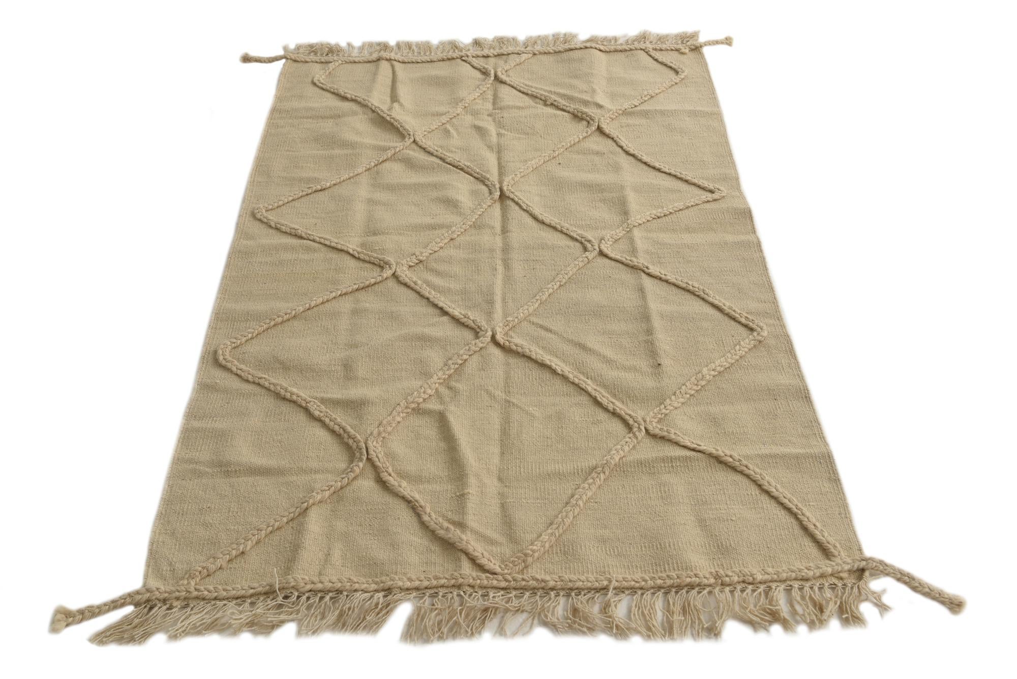 3' 4 x 5' Hand Knotted Moroccan Wool Rug