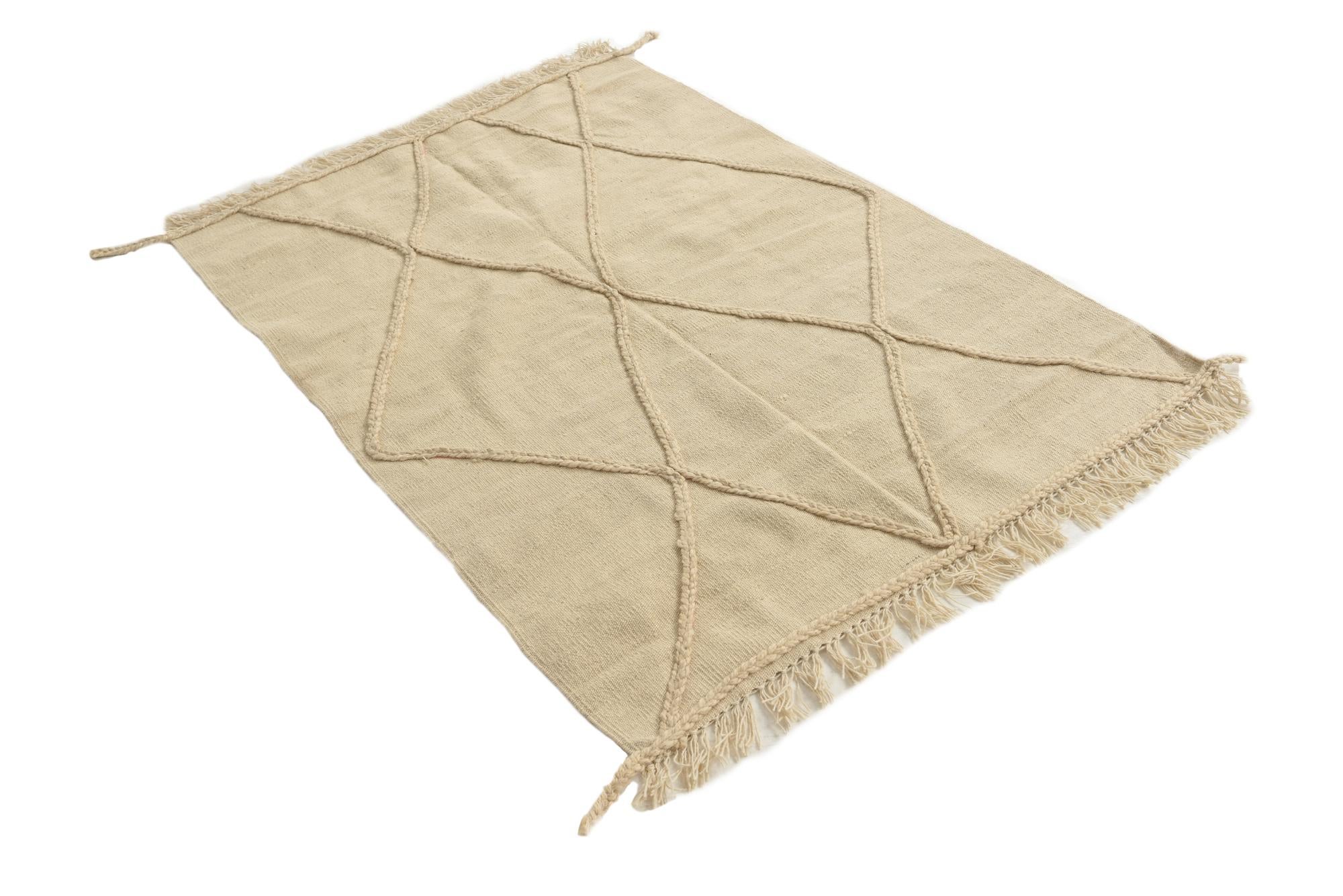 3' 4 x 5' Hand Knotted Moroccan Wool Rug