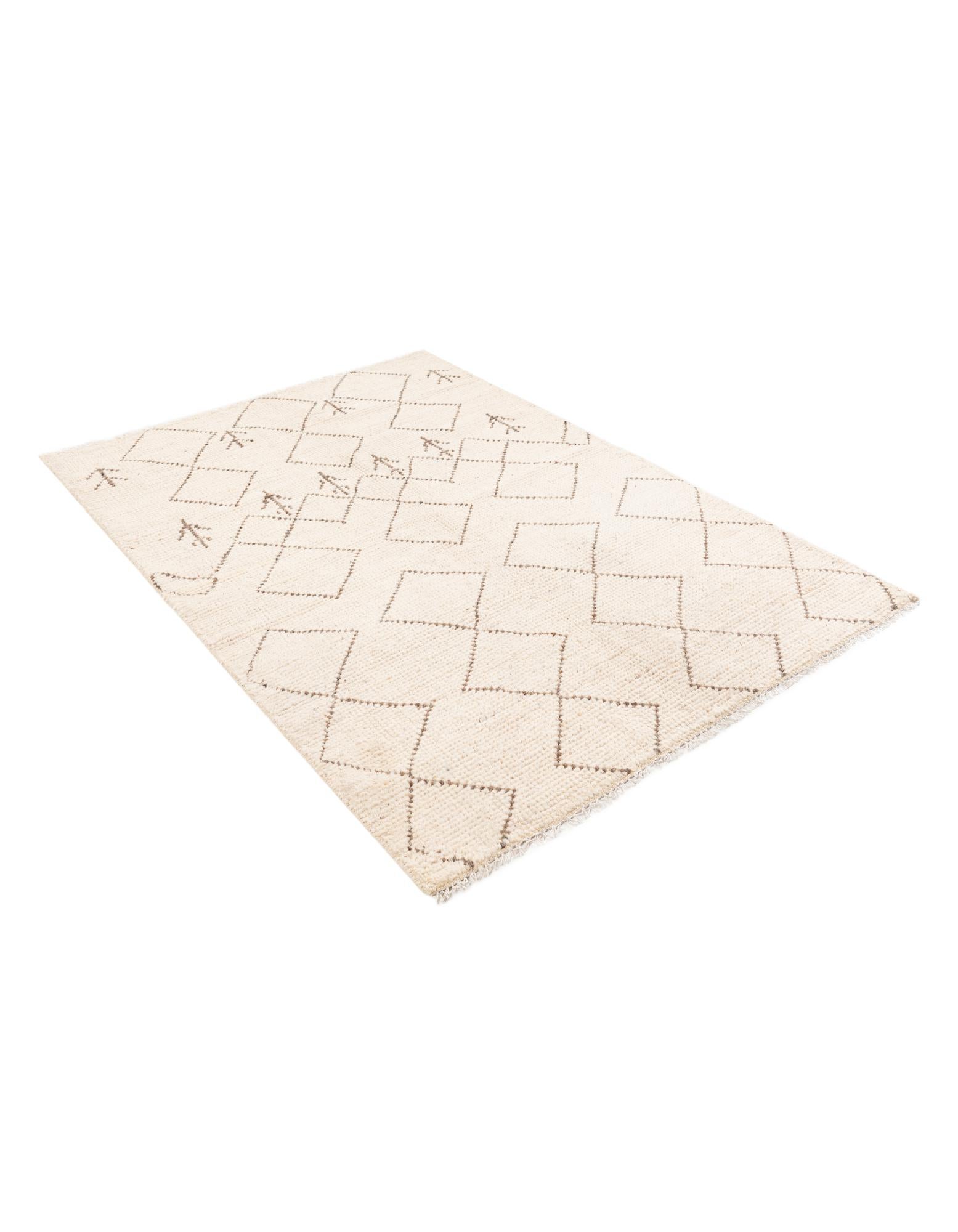 4' 2 x 6' 2 Hand Knotted Moroccan Wool Rug