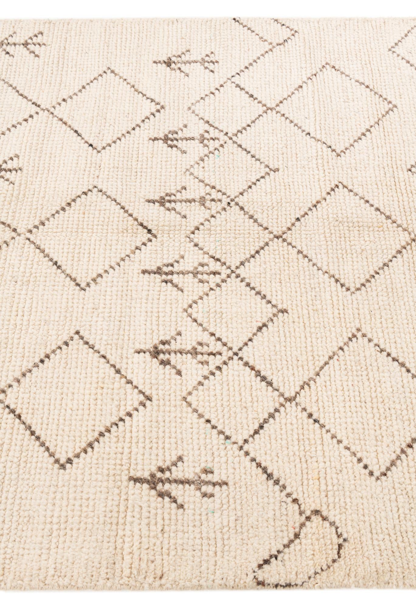 4' 2 x 6' 2 Hand Knotted Moroccan Wool Rug