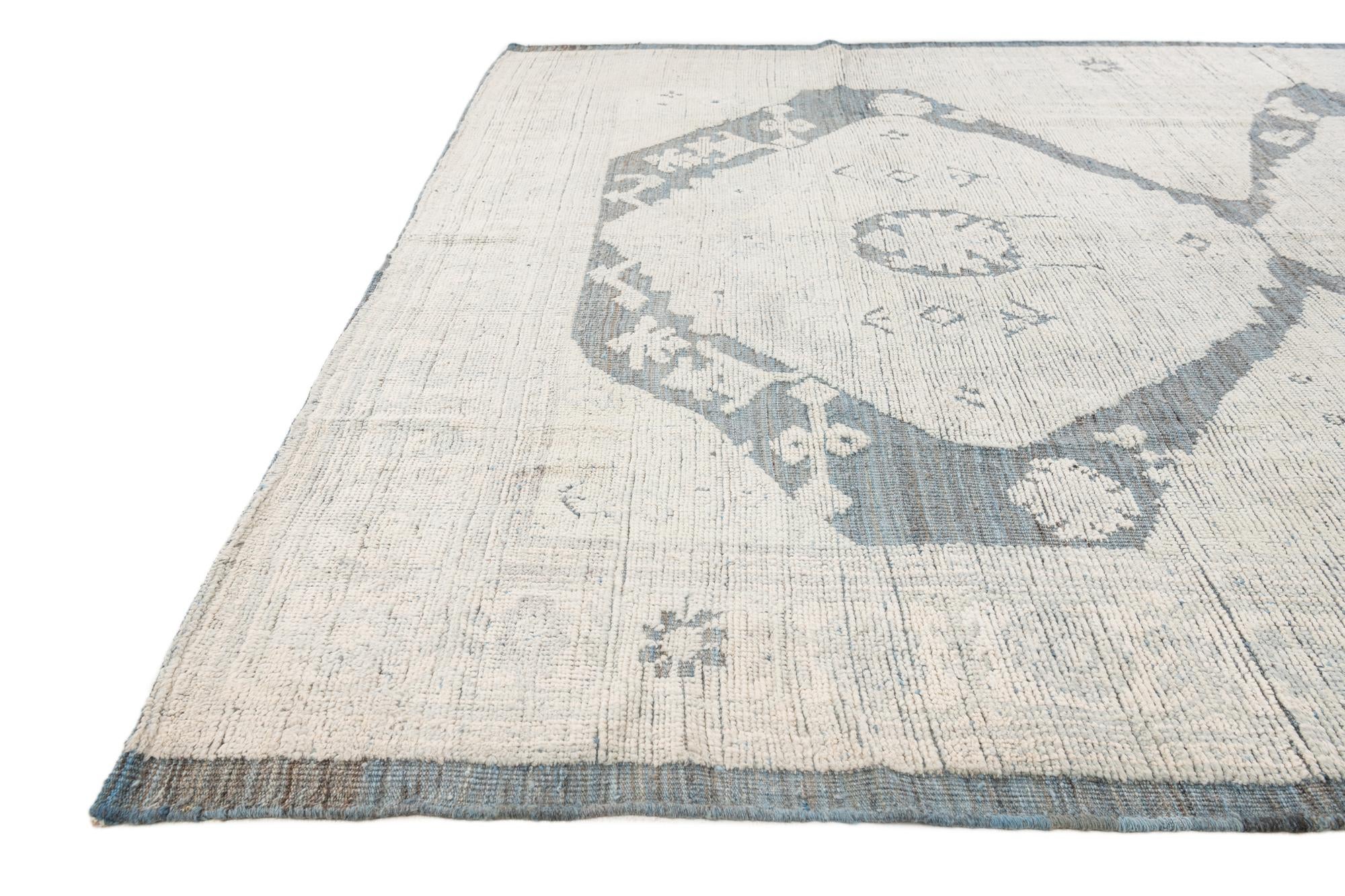 8' 1 x 9' 9 Hand Knotted Moroccan Wool Rug