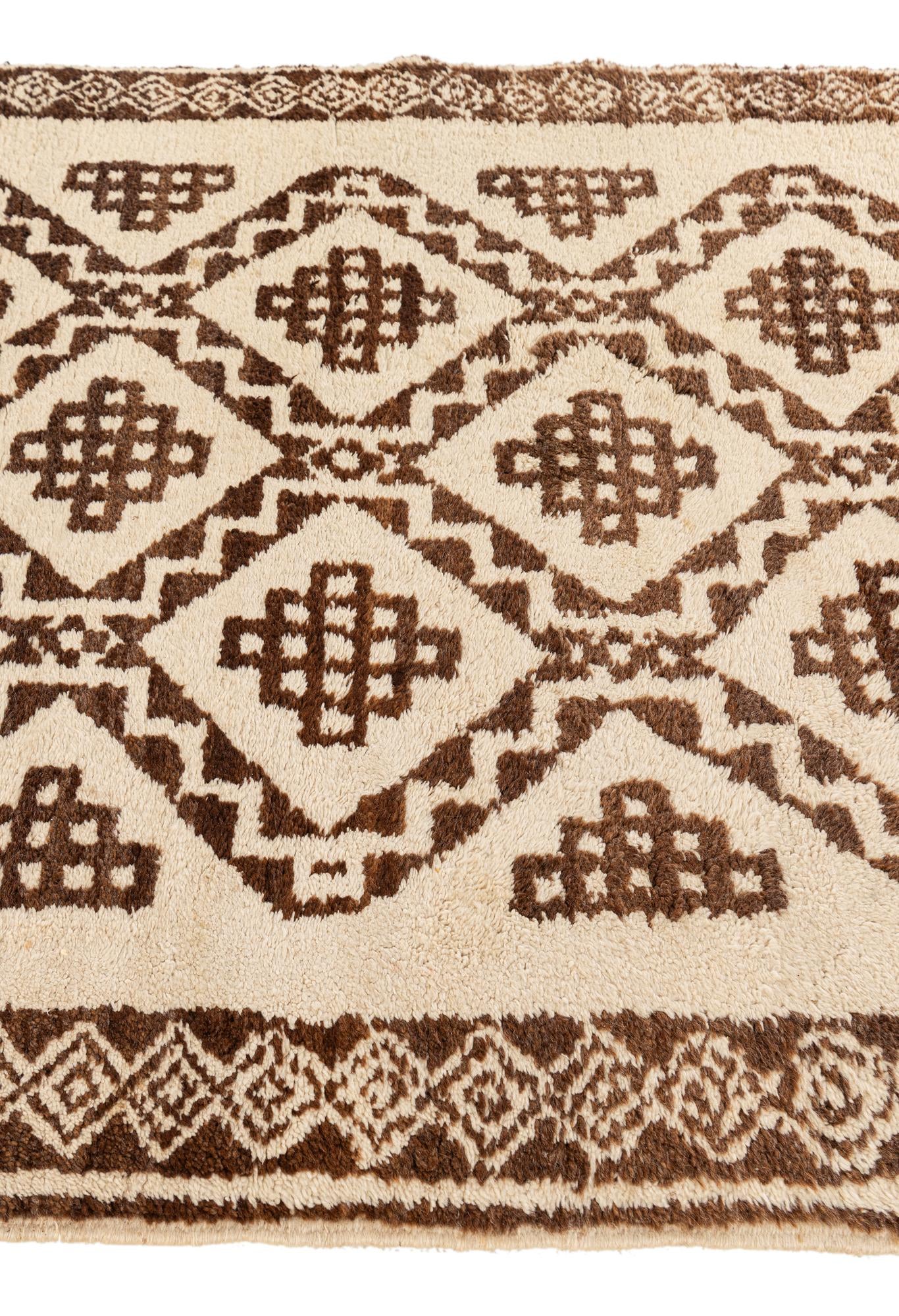 3' 8 x 7' Hand Knotted Moroccan Wool Rug