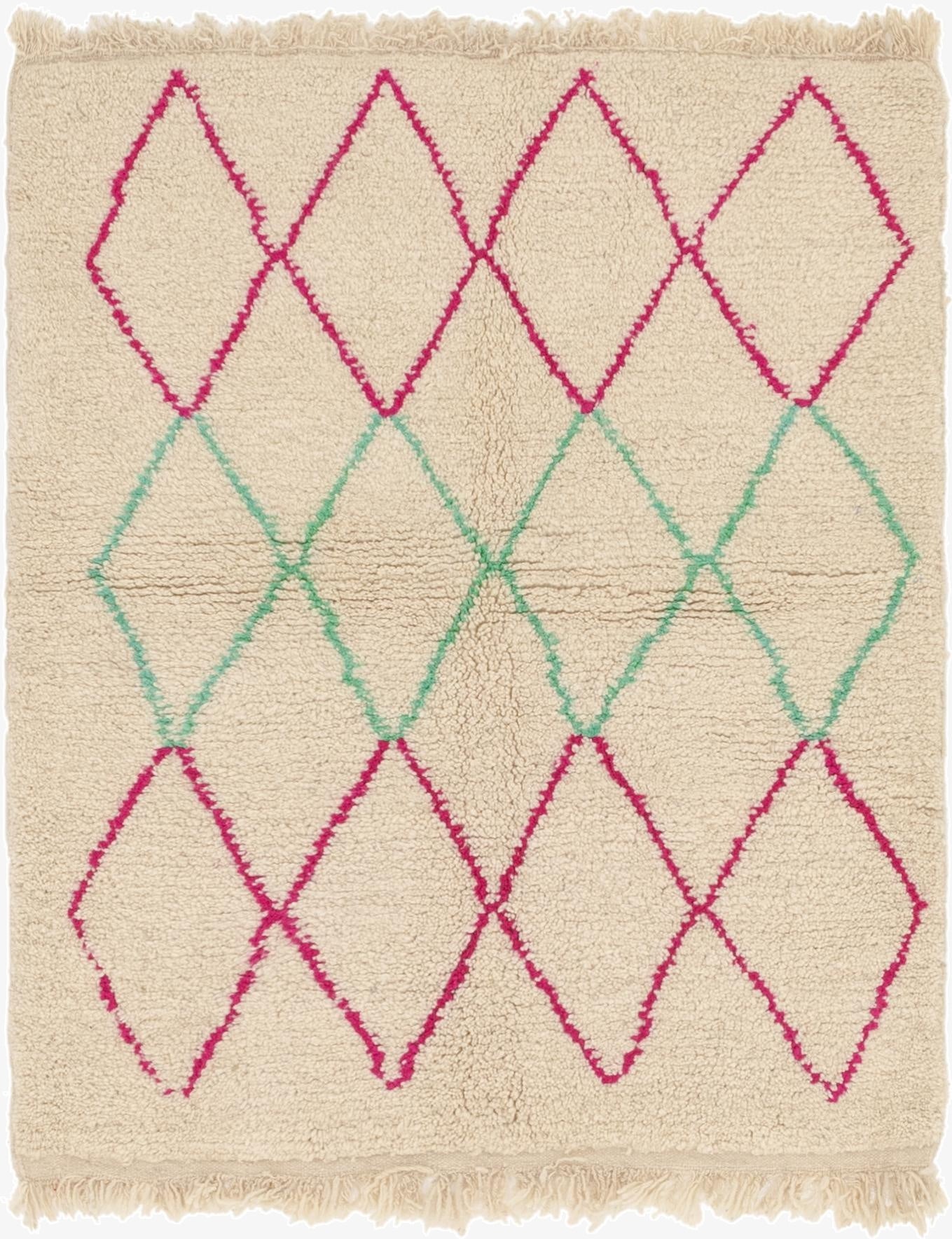 3' 9 x 4' 9  Hand Knotted Moroccan Wool Rug