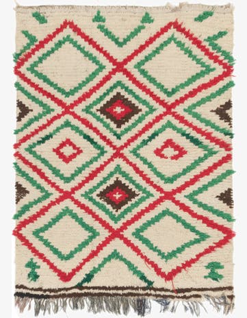 4' 4 x 5' 9 Hand Knotted Moroccan Wool Rug