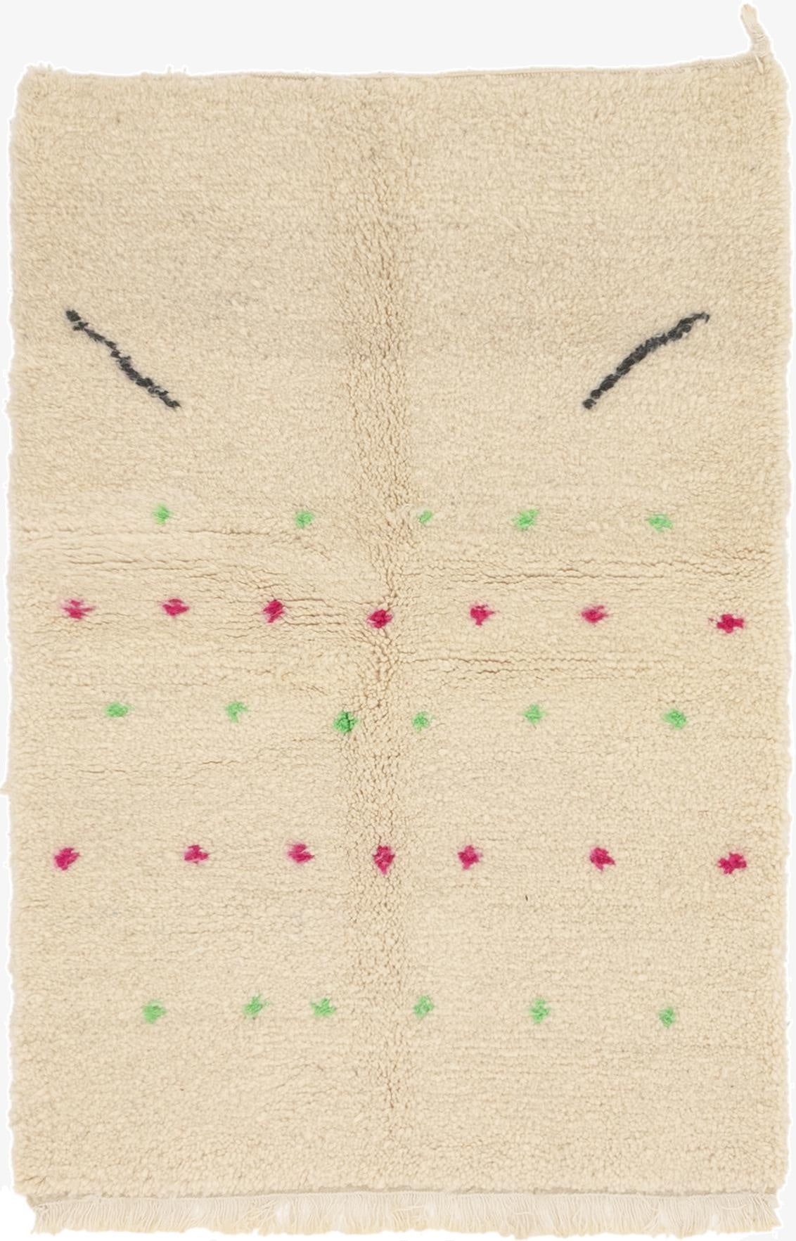 3' 3 x 4' 9  Hand Knotted Moroccan Wool Rug