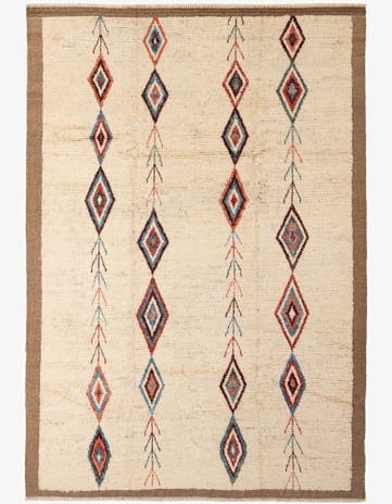 6' 9 x 9' 7 Hand Knotted Moroccan Wool Rug