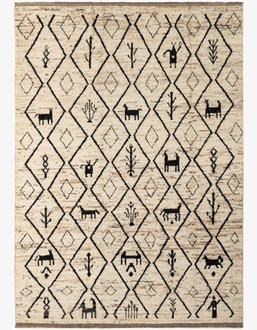 6' 9 x 9' 8 Hand Knotted Moroccan Wool Rug