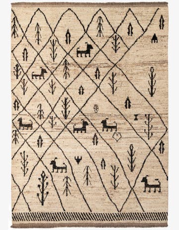 6' 9 x 9' 11 Hand Knotted Moroccan Wool Rug