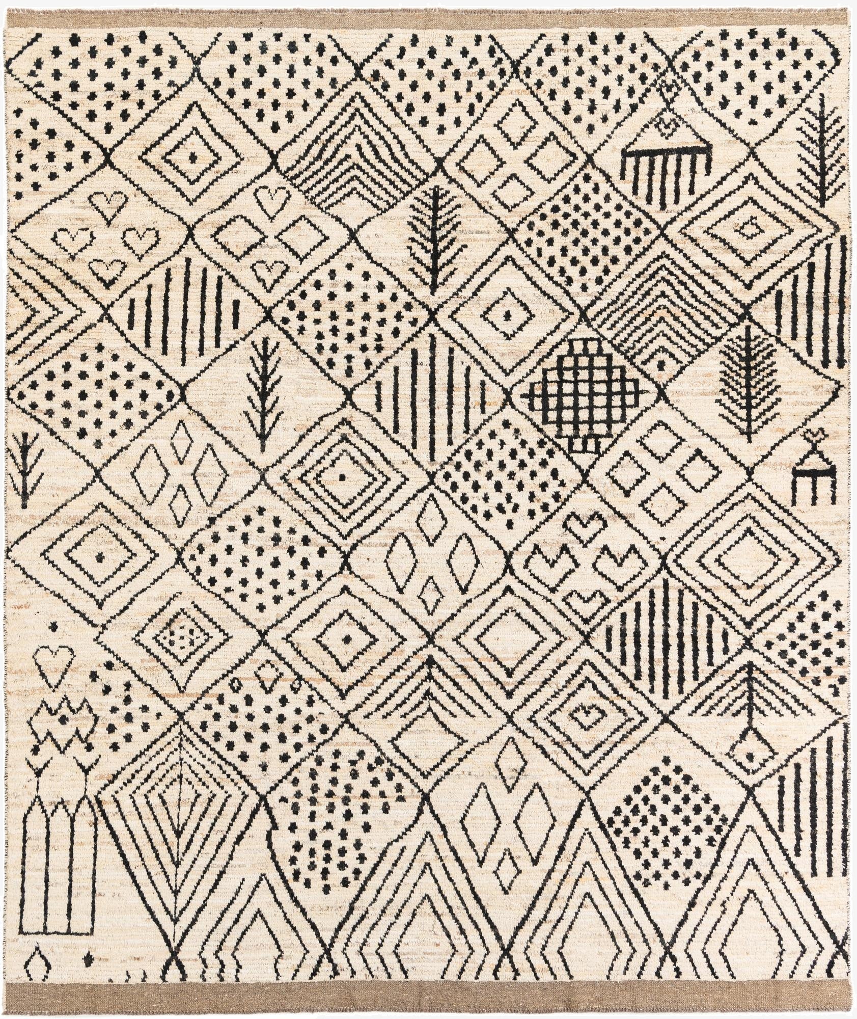 8' 7 x 10'  Hand Knotted Moroccan Wool Rug