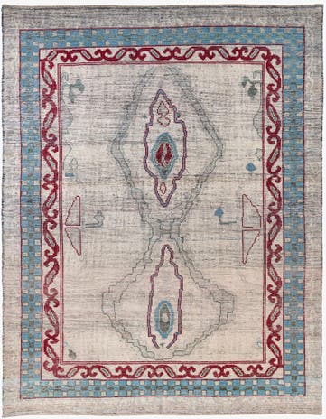 9' 4 x 12' Hand Knotted Moroccan Wool Rug