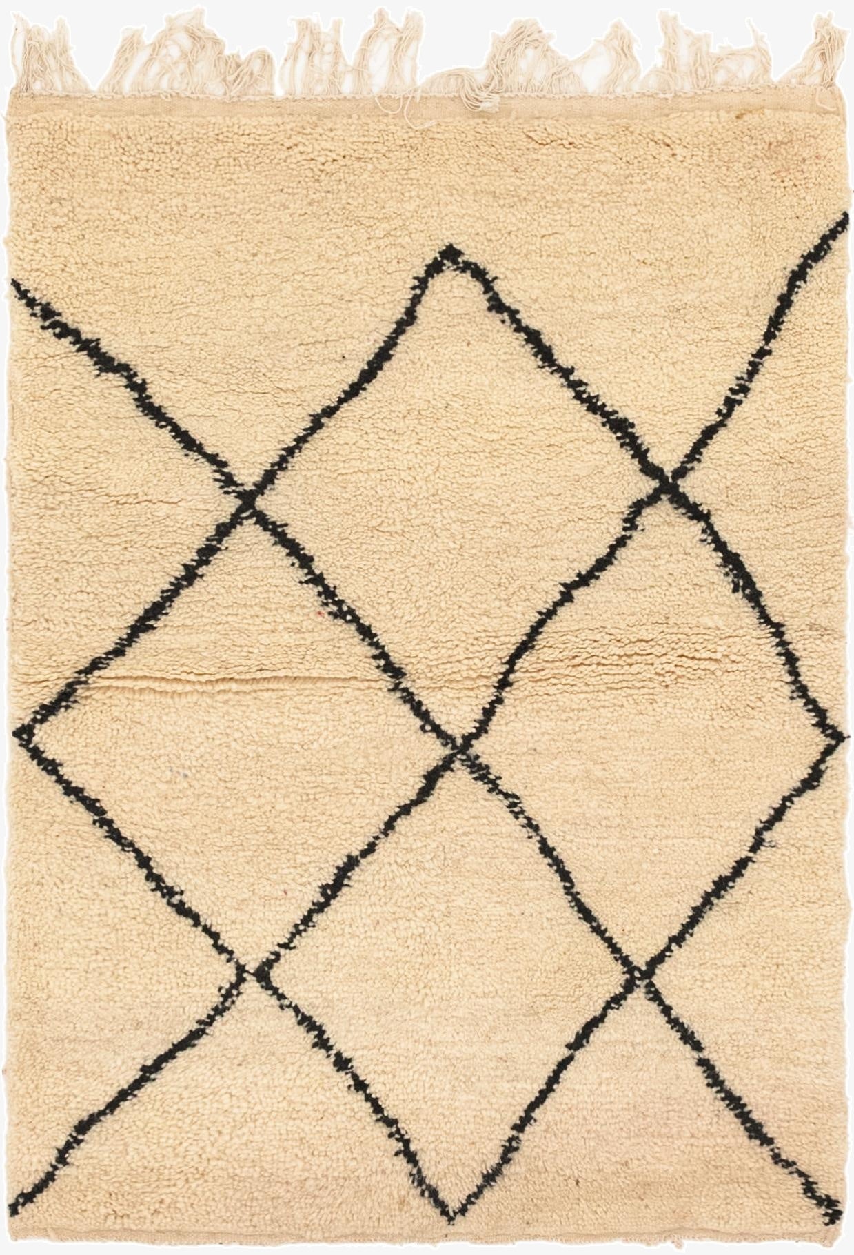 3' 4 x 4' 10  Hand Knotted Moroccan Wool Rug