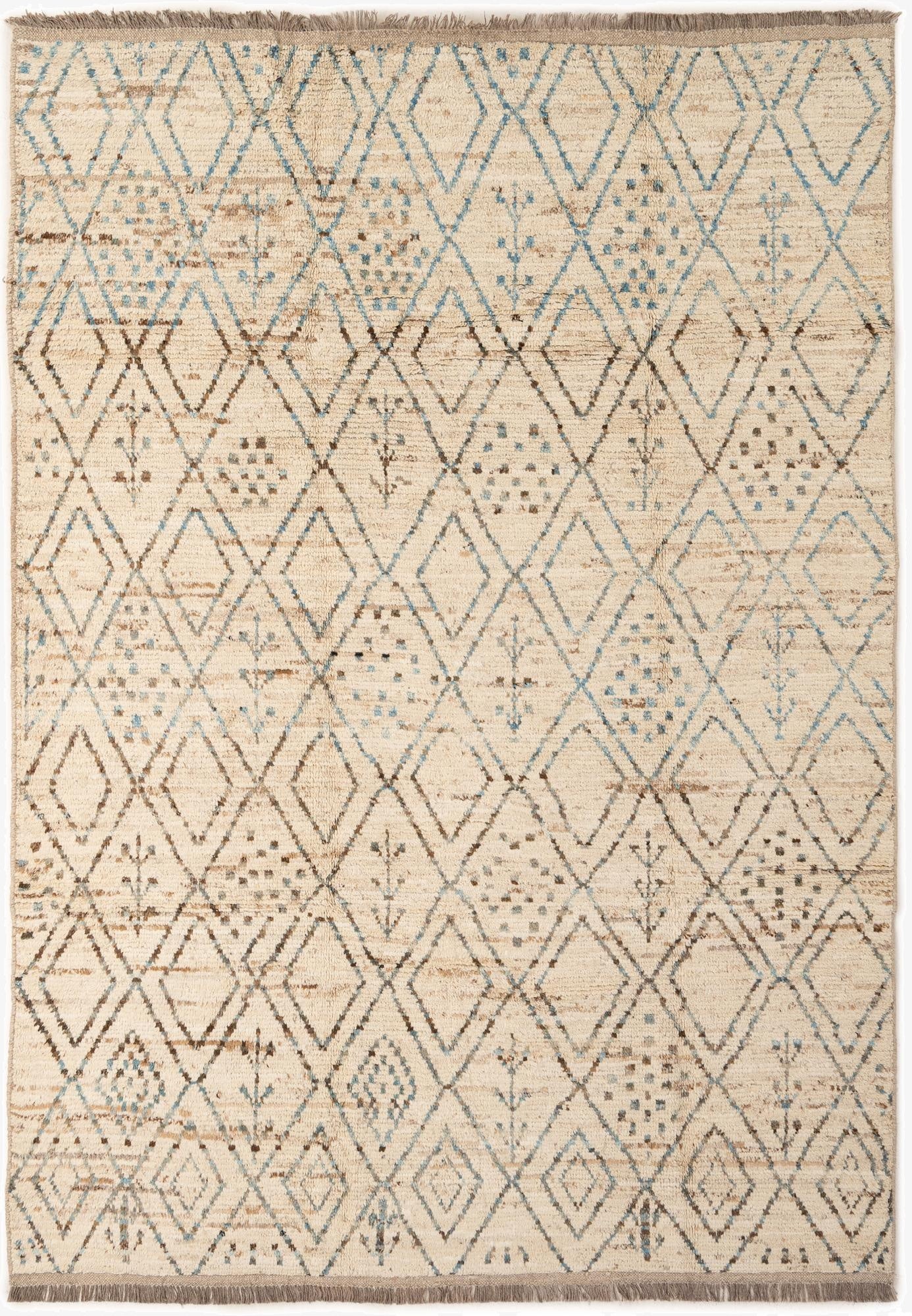 6' 8 x 9' 5  Hand Knotted Moroccan Wool Rug