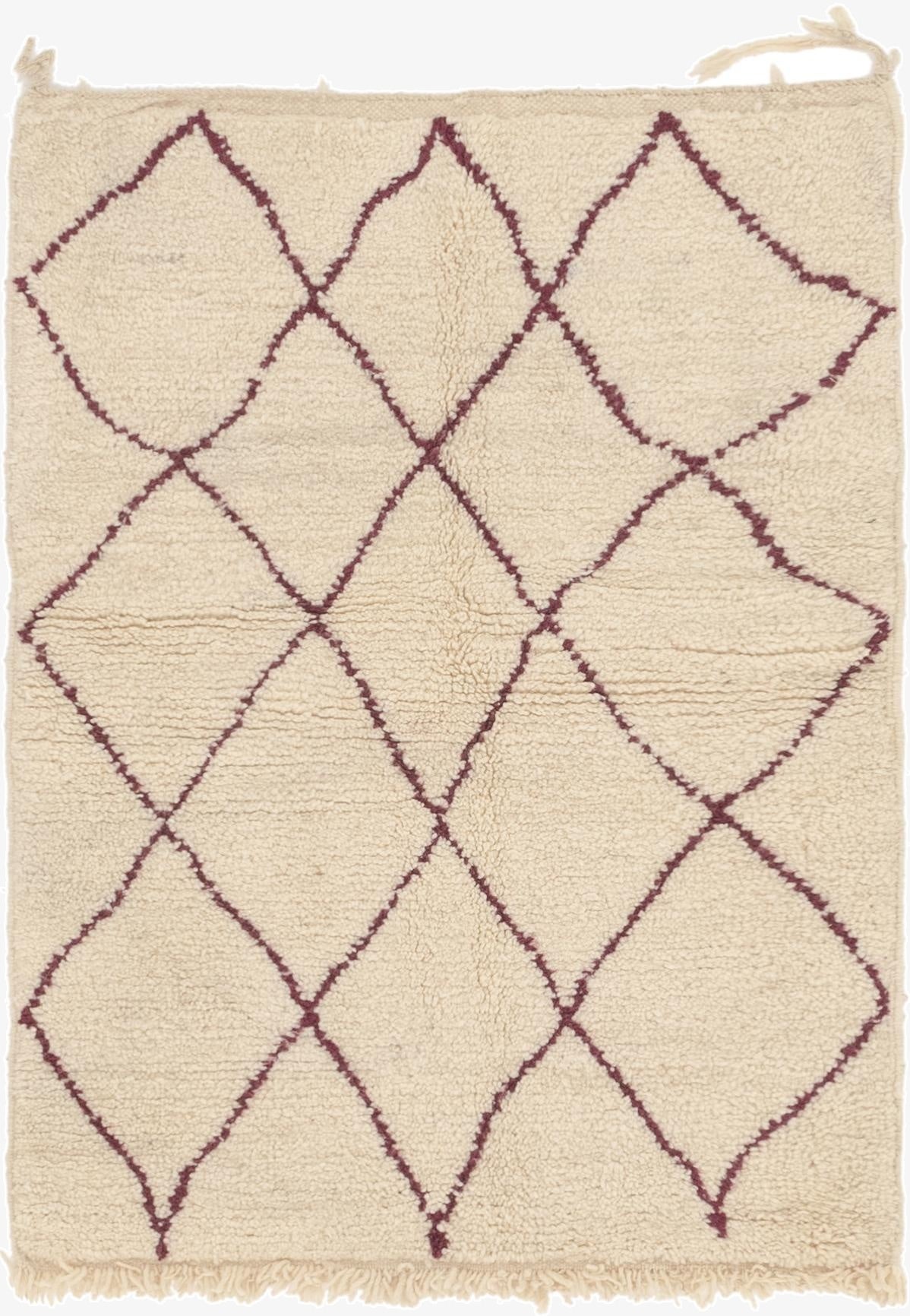 3' 3 x 4' 8  Hand Knotted Moroccan Wool Rug