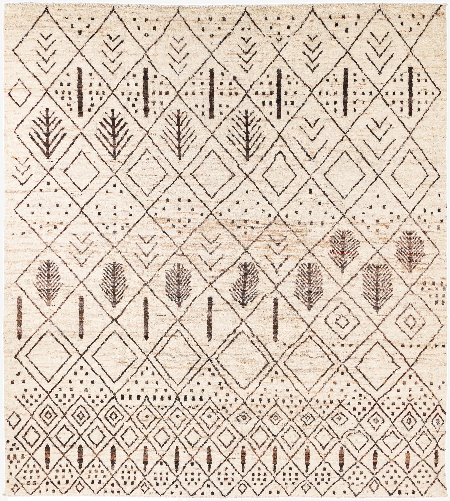 8' 6 x 9' 5  Hand Knotted Moroccan Wool Rug