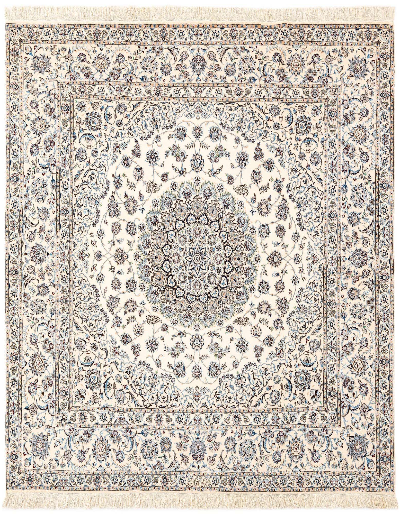 6' 9 x 6' 11 Hand Knotted Nain Rug