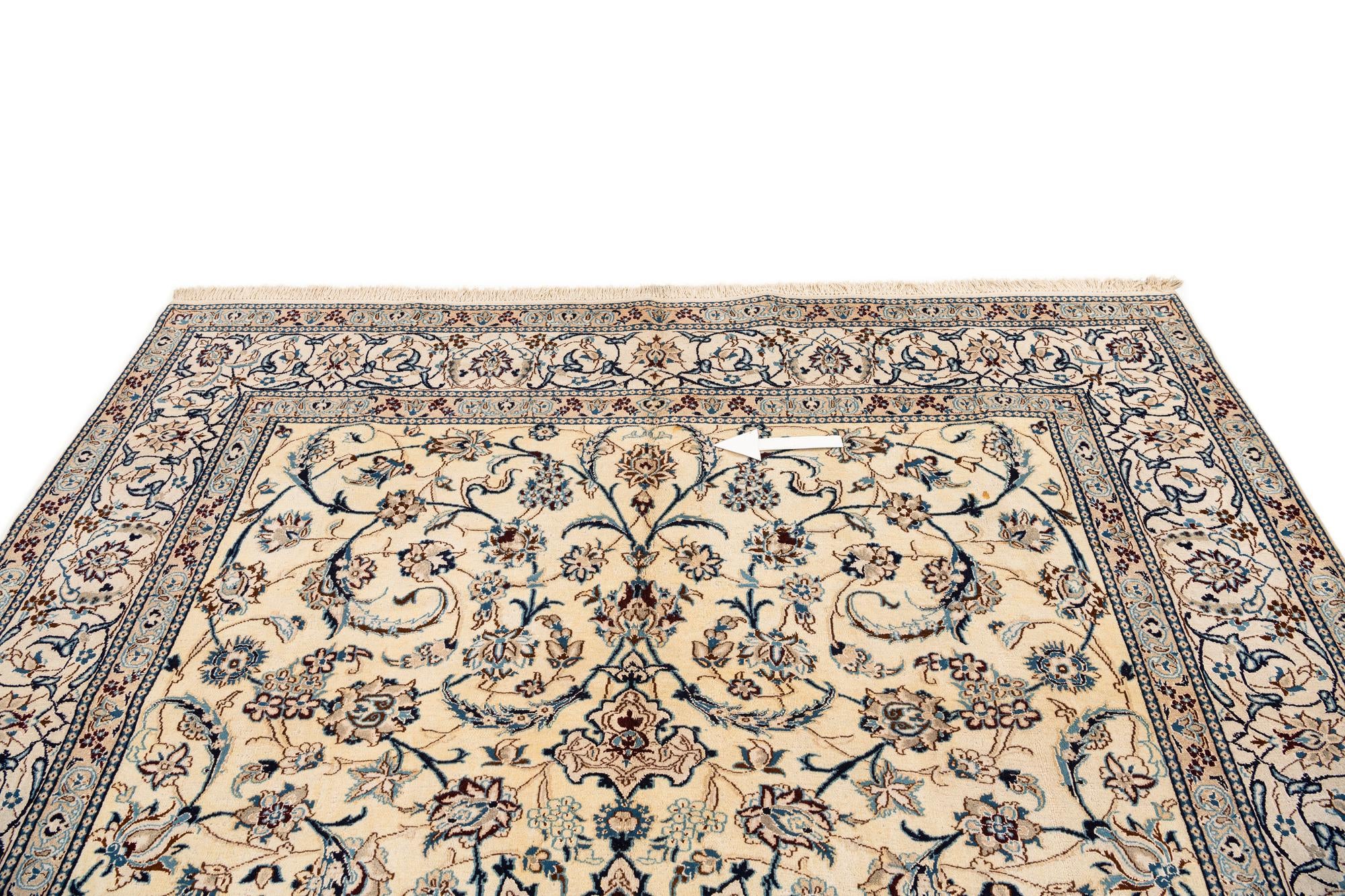 8' x 11' Hand Knotted Nain Persian Rug