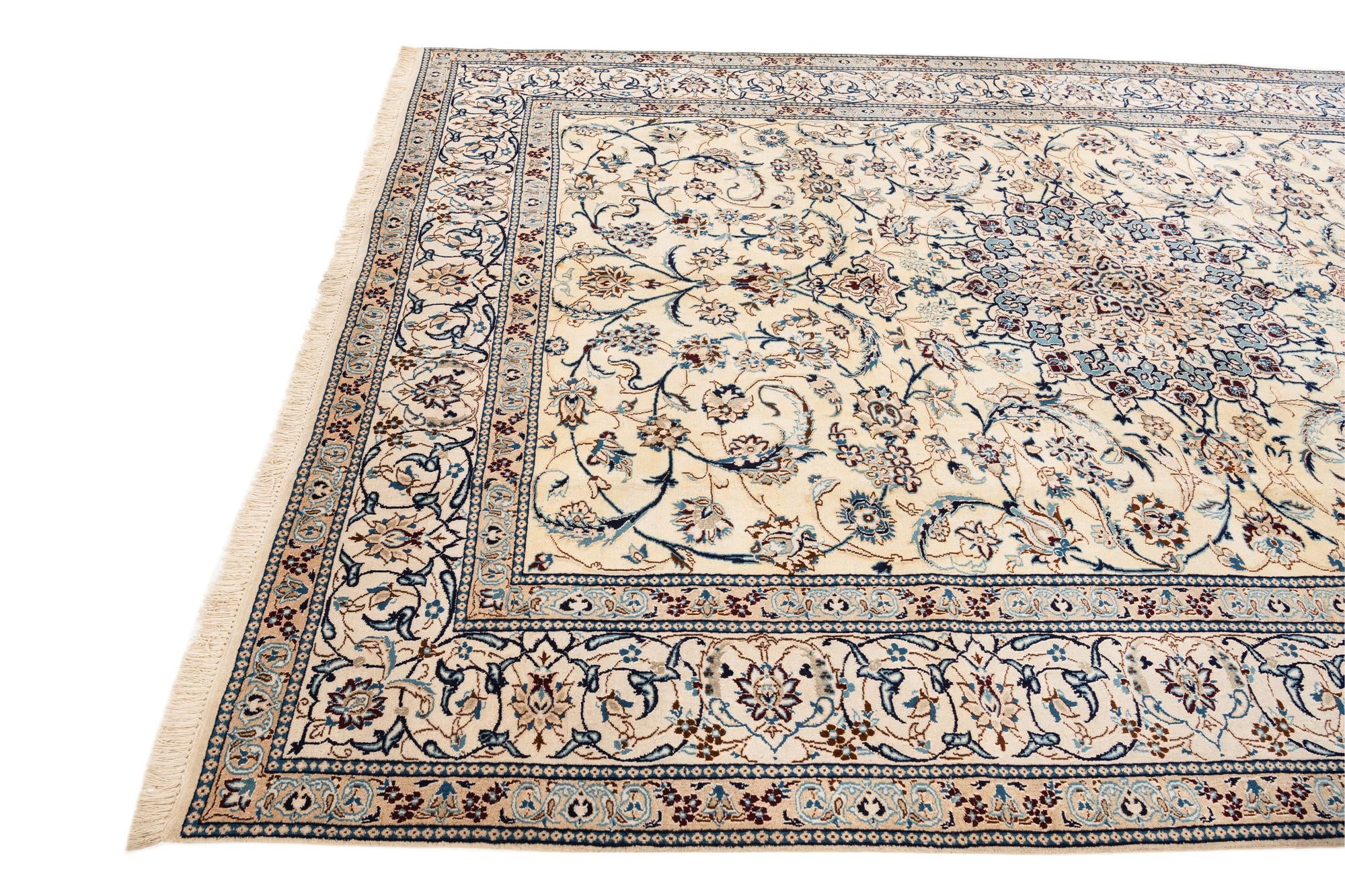 8' x 11' Hand Knotted Nain Persian Rug
