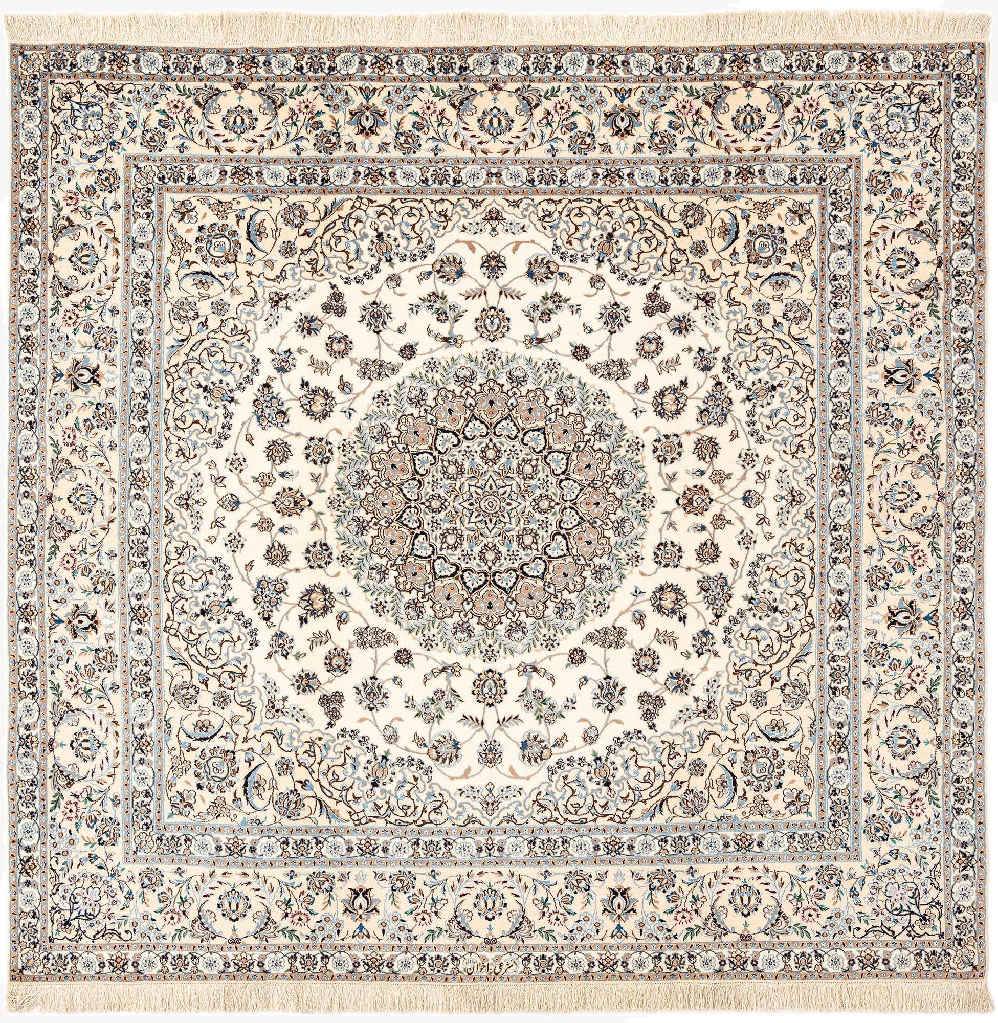 6' 8 x 6' 11  Hand Knotted Nain Rug