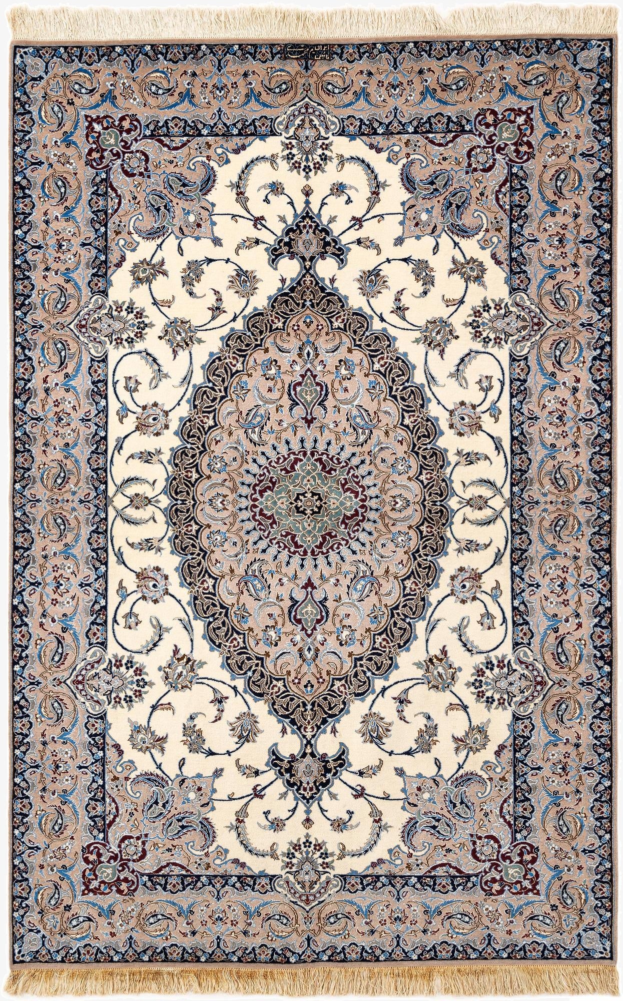 4' 4 x 6' 7  Hand Knotted Nain Rug
