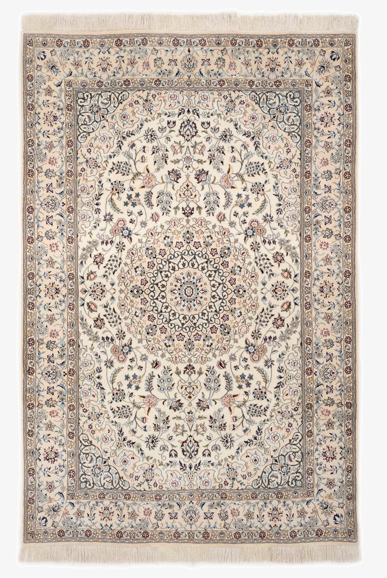 6' 7 x 10' 4  Hand Knotted Nain Persian Wool Rug